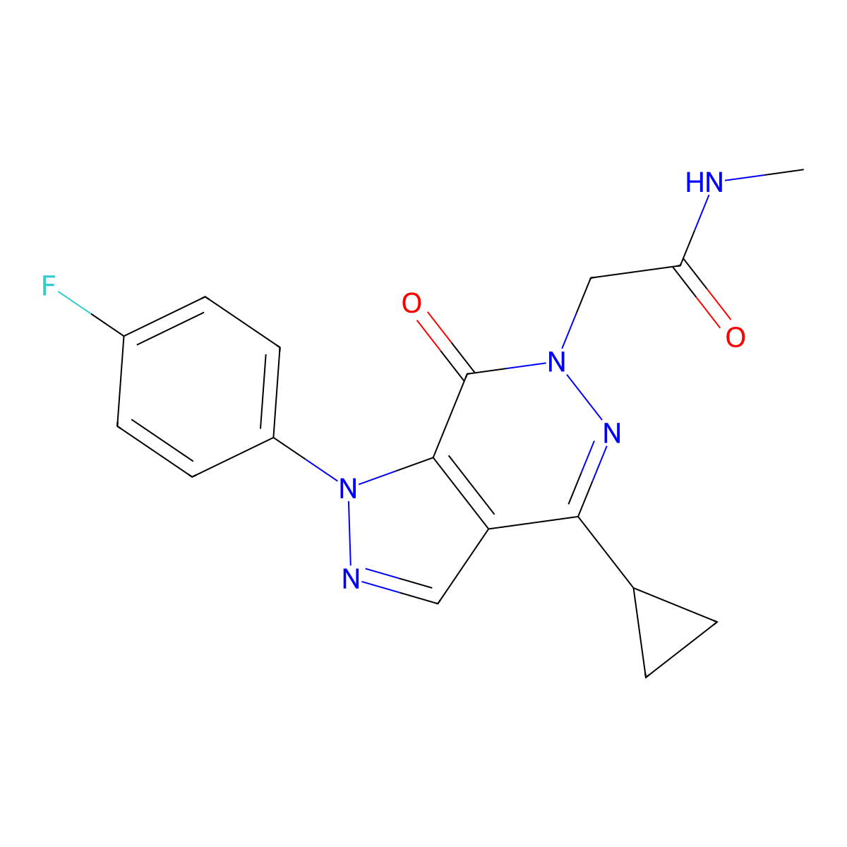 2-[4-cyclopropyl-1-(4-fluorophenyl)-7-oxo-1H,6H,7H-pyrazolo[3,4-d]pyridazin-6-yl]-N-methylacetamide molecular structure, CAS 1105238-09-2
