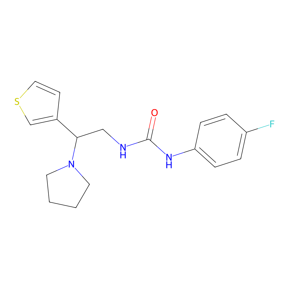 1-(4-Fluorophenyl)-3-(2-(pyrrolidin-1-yl)-2-(thiophen-3-yl)ethyl)urea molecular structure, CAS 1105238-13-8