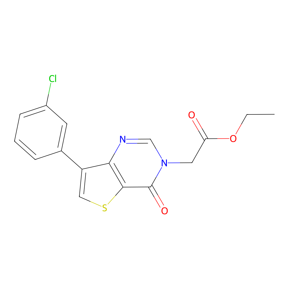 ethyl [7-(3-chlorophenyl)-4-oxothieno[3,2-d]pyrimidin-3(4H)-yl]acetate molecular structure, CAS 1105238-15-0