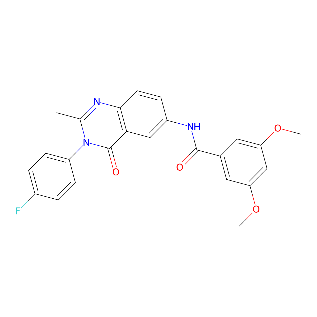 N-[3-(4-fluorophenyl)-2-methyl-4-oxo-3,4-dihydroquinazolin-6-yl]-3,5-dimethoxybenzamide molecular structure, CAS 1105238-16-1
