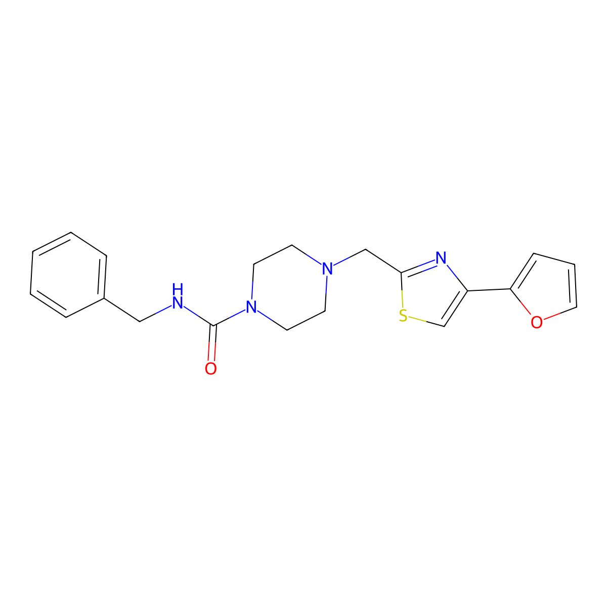 N-benzyl-4-((4-(furan-2-yl)thiazol-2-yl)methyl)piperazine-1-carboxamide molecular structure, CAS 1105238-19-4