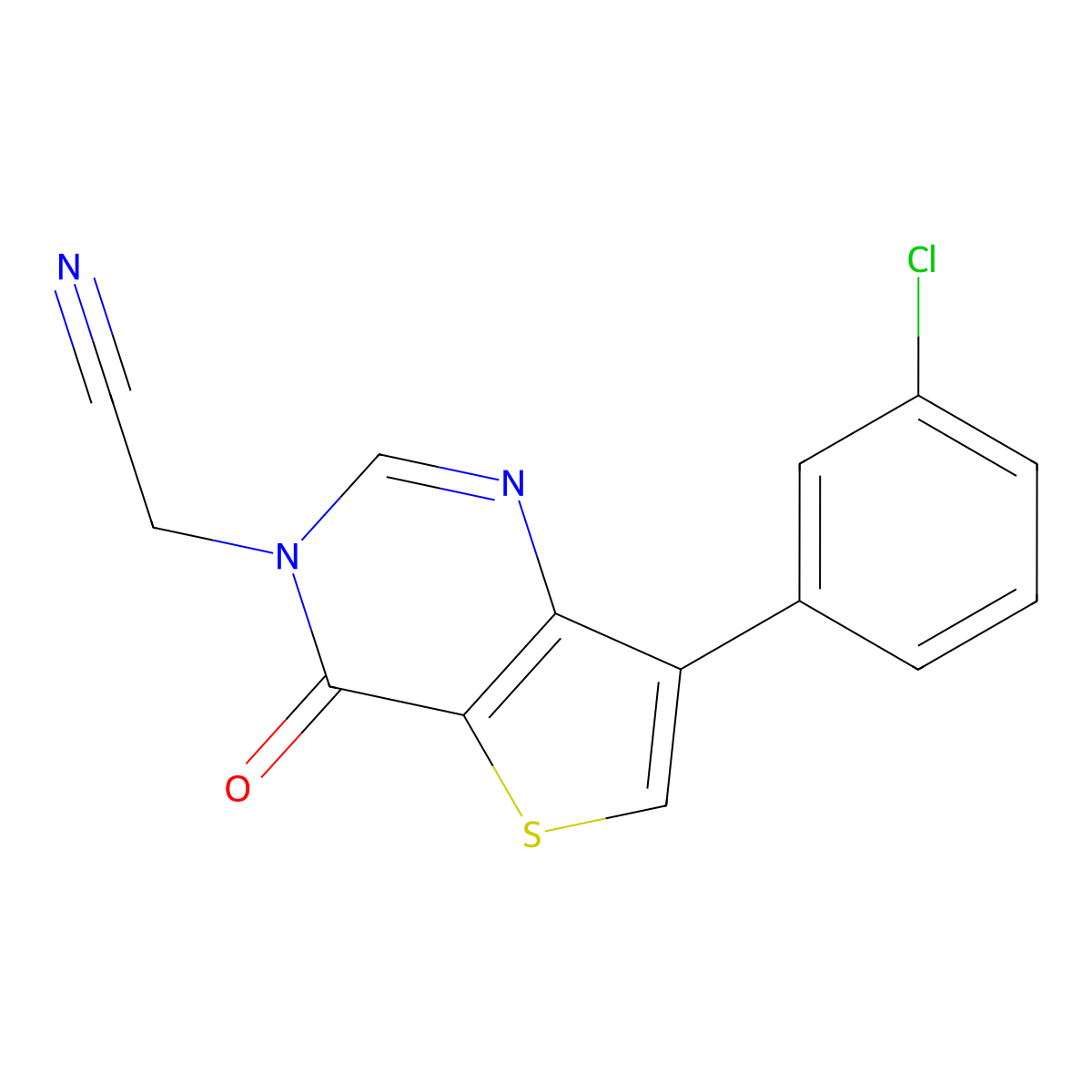 [7-(3-chlorophenyl)-4-oxothieno[3,2-d]pyrimidin-3(4H)-yl]acetonitrile molecular structure, CAS 1105238-23-0