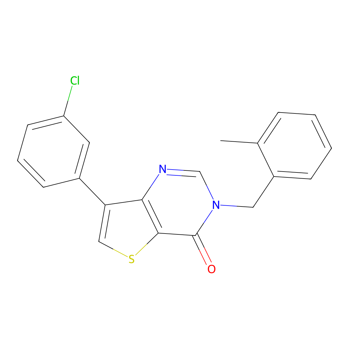 7-(3-chlorophenyl)-3-(2-methylbenzyl)thieno[3,2-d]pyrimidin-4(3H)-one molecular structure, CAS 1105238-31-0