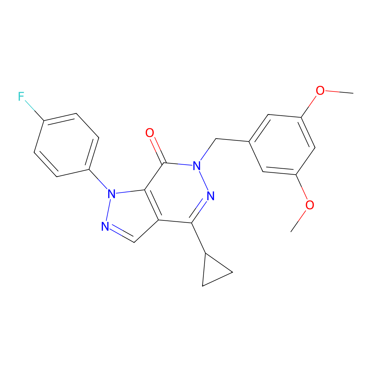4-cyclopropyl-6-(3,5-dimethoxybenzyl)-1-(4-fluorophenyl)-1H-pyrazolo[3,4-d]pyridazin-7(6H)-one molecular structure, CAS 1105238-33-2