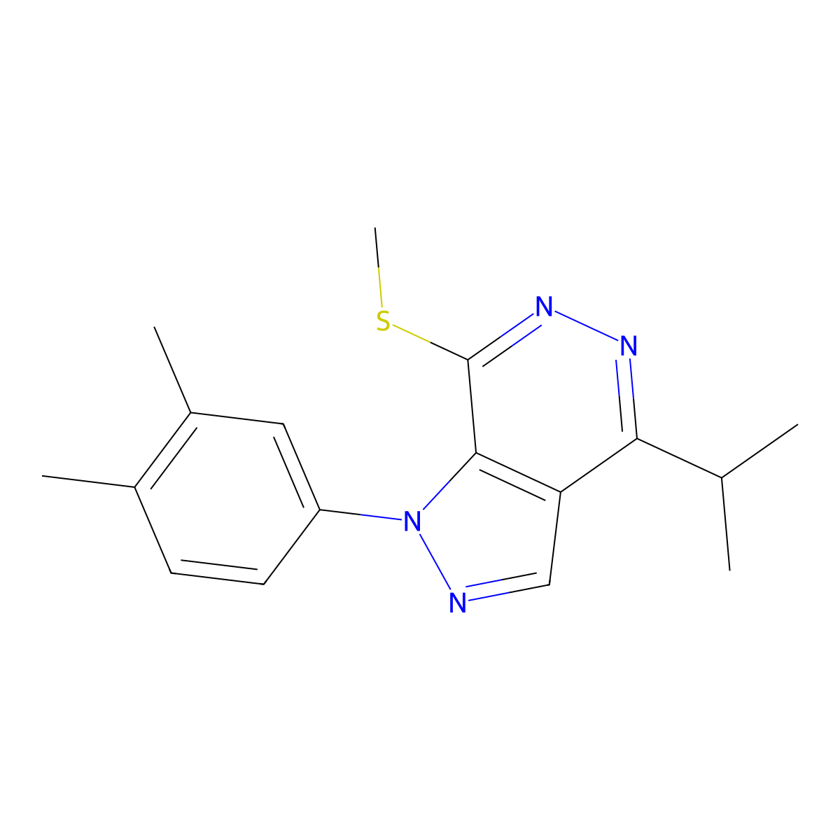 1-(3,4-dimethylphenyl)-4-isopropyl-7-(methylthio)-1H-pyrazolo[3,4-d]pyridazine molecular structure, CAS 1105238-38-7