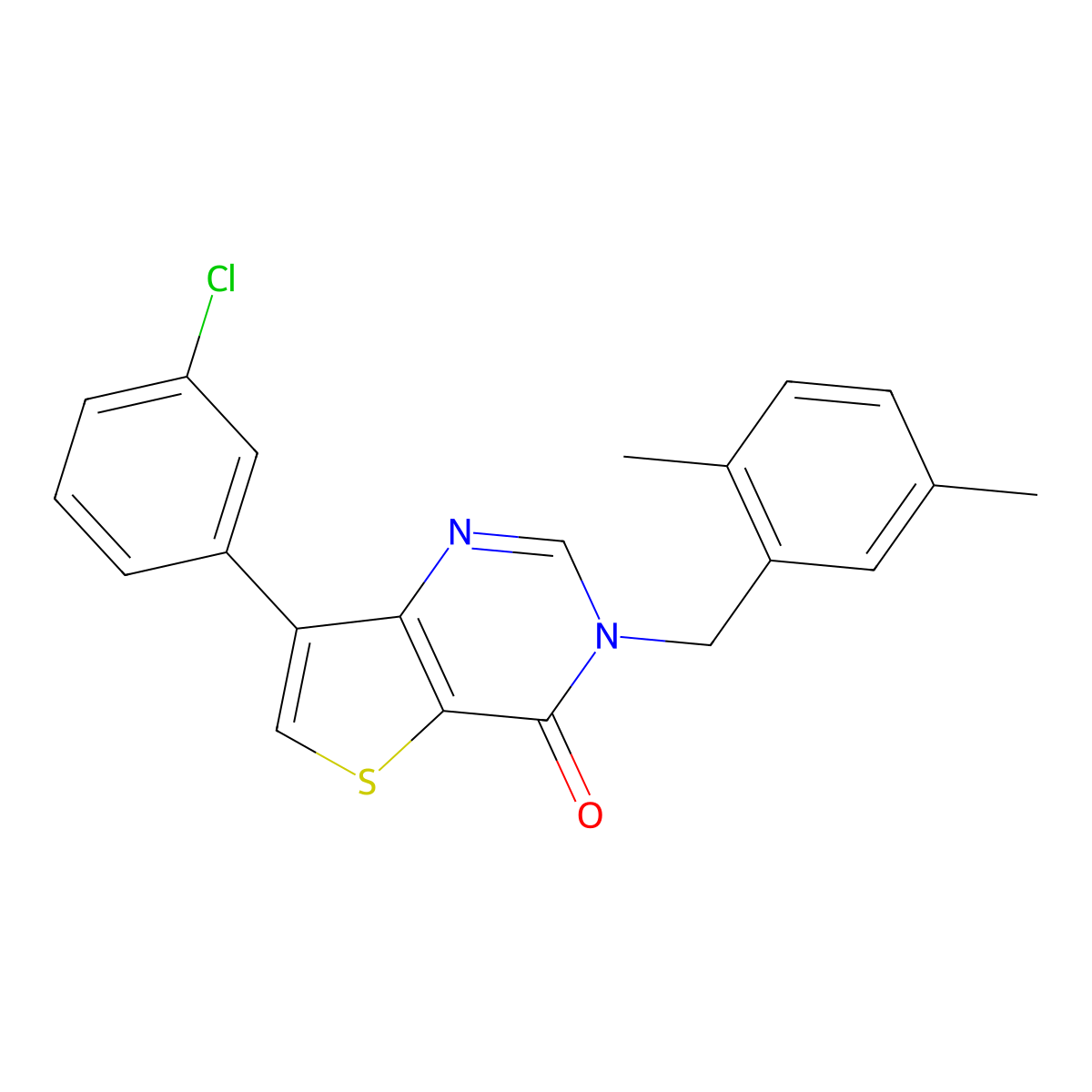 7-(3-chlorophenyl)-3-(2,5-dimethylbenzyl)thieno[3,2-d]pyrimidin-4(3H)-one molecular structure, CAS 1105238-39-8