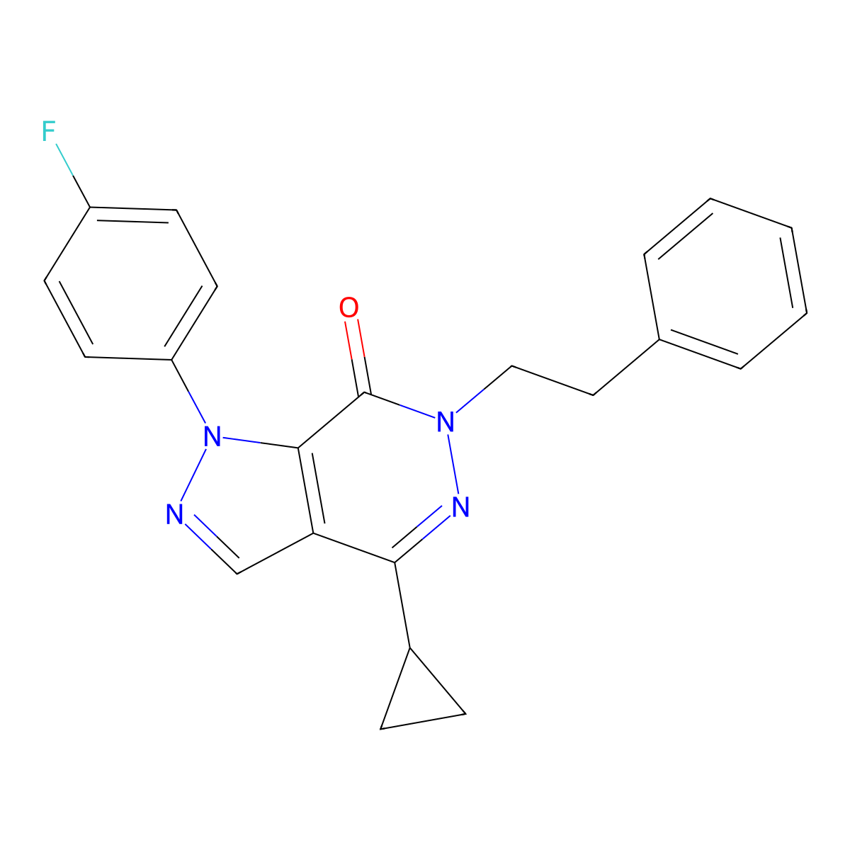 4-cyclopropyl-1-(4-fluorophenyl)-6-phenethyl-1H-pyrazolo[3,4-d]pyridazin-7(6H)-one molecular structure, CAS 1105238-41-2