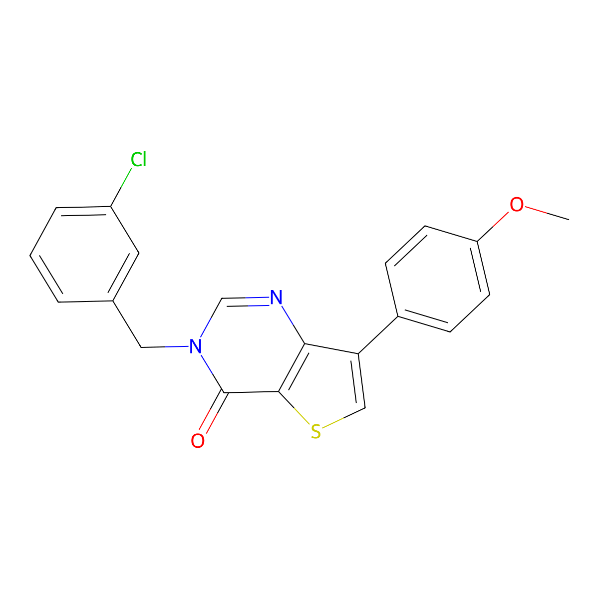 3-(3-chlorobenzyl)-7-(4-methoxyphenyl)thieno[3,2-d]pyrimidin-4(3H)-one molecular structure, CAS 1105238-42-3