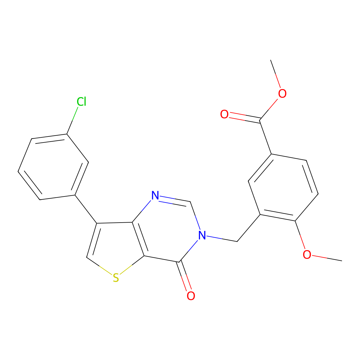 methyl 3-{[7-(3-chlorophenyl)-4-oxothieno[3,2-d]pyrimidin-3(4H)-yl]methyl}-4-methoxybenzoate molecular structure, CAS 1105238-47-8