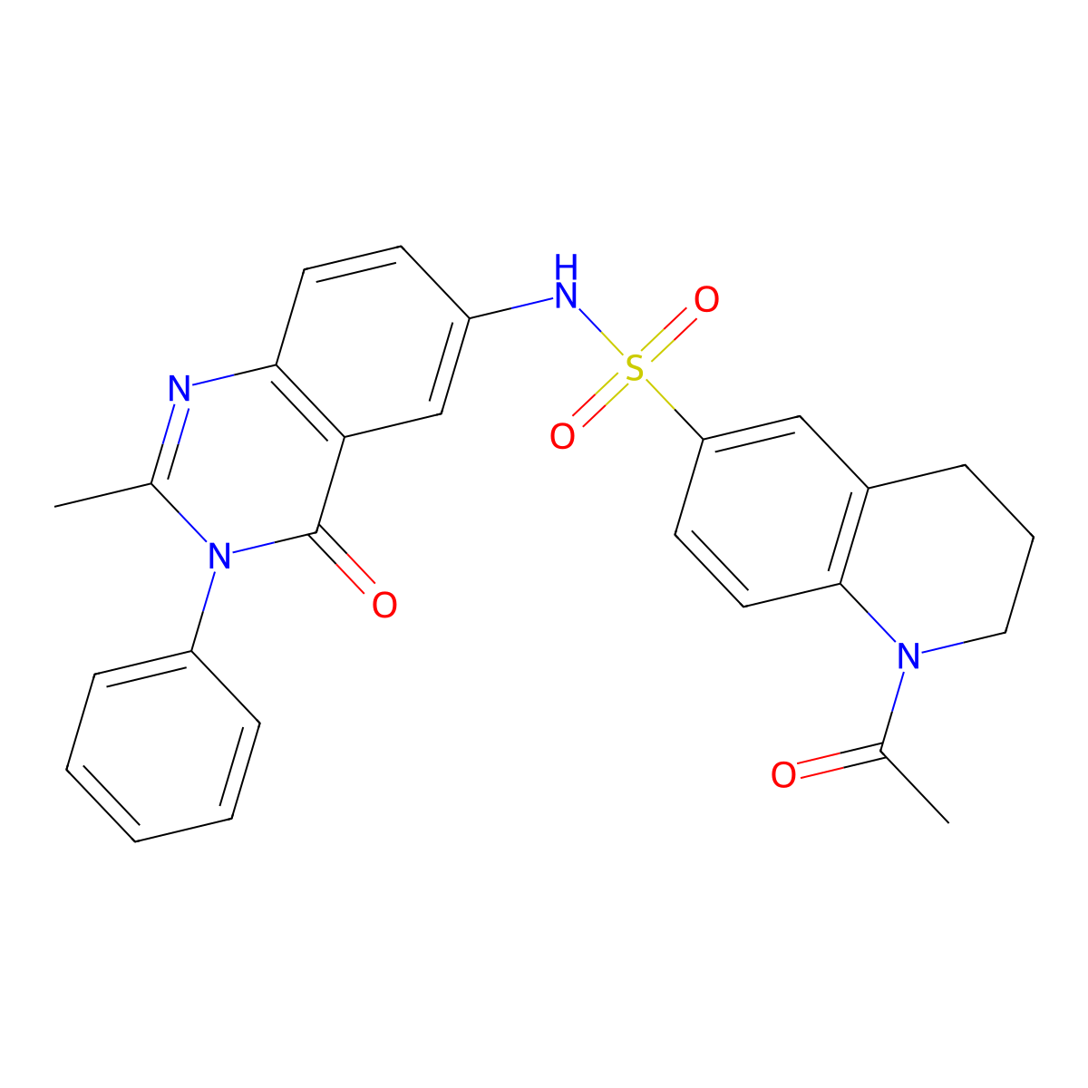 1-acetyl-N-(2-methyl-4-oxo-3-phenyl-3,4-dihydroquinazolin-6-yl)-1,2,3,4-tetrahydroquinoline-6-sulfonamide molecular structure, CAS 1105238-48-9