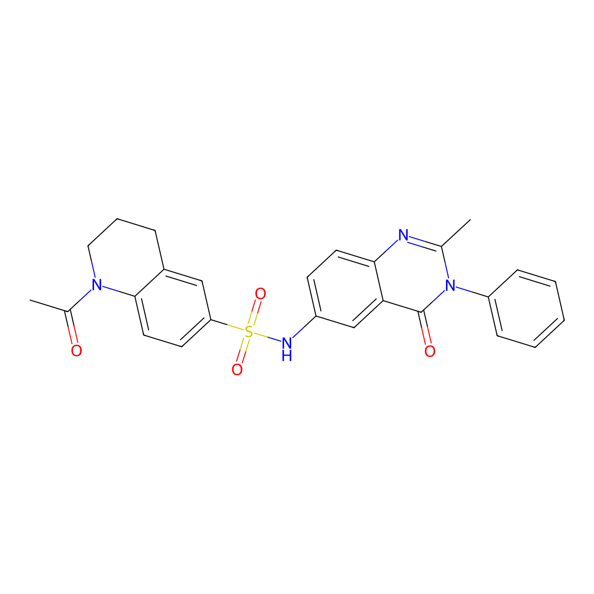 1-acetyl-N-(2-methyl-4-oxo-3-phenyl-3,4-dihydroquinazolin-6-yl)-1,2,3,4-tetrahydroquinoline-6-sulfonamide molecular structure, CAS 1105238-48-9