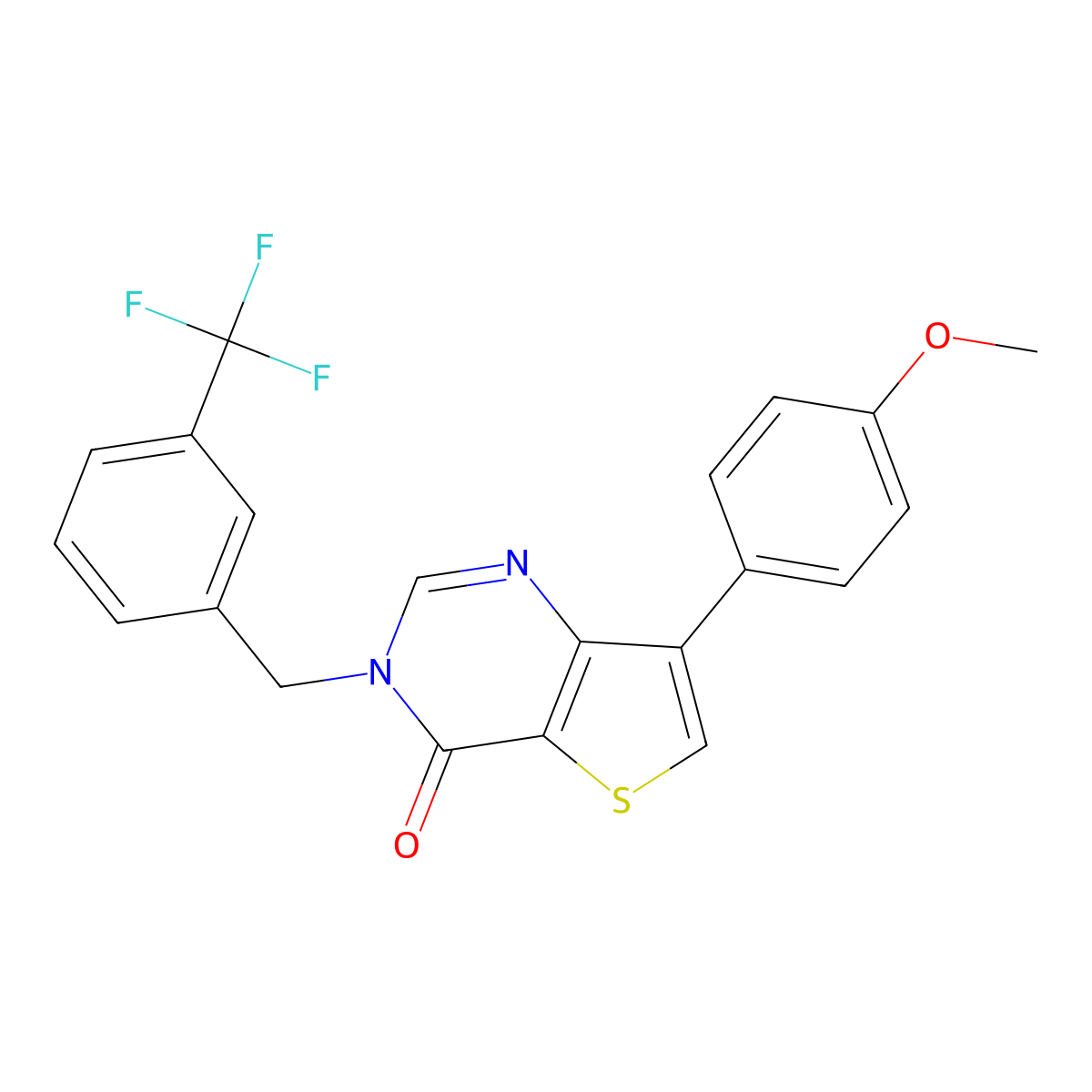 7-(4-methoxyphenyl)-3-[3-(trifluoromethyl)benzyl]thieno[3,2-d]pyrimidin-4(3H)-one molecular structure, CAS 1105238-50-3