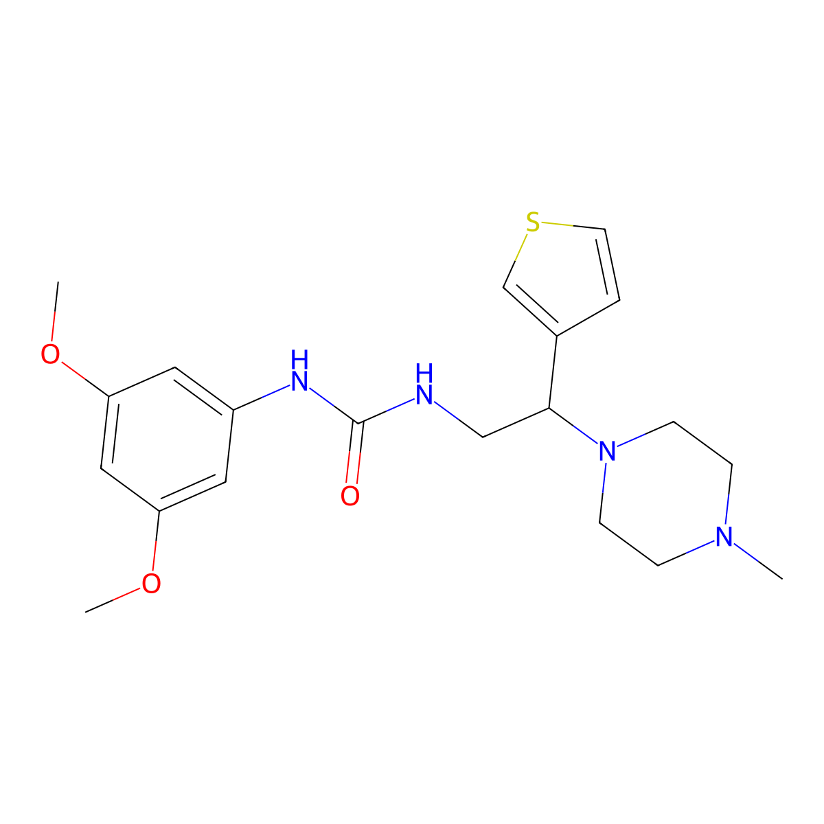 1-(3,5-Dimethoxyphenyl)-3-(2-(4-methylpiperazin-1-yl)-2-(thiophen-3-yl)ethyl)urea molecular structure, CAS 1105238-53-6