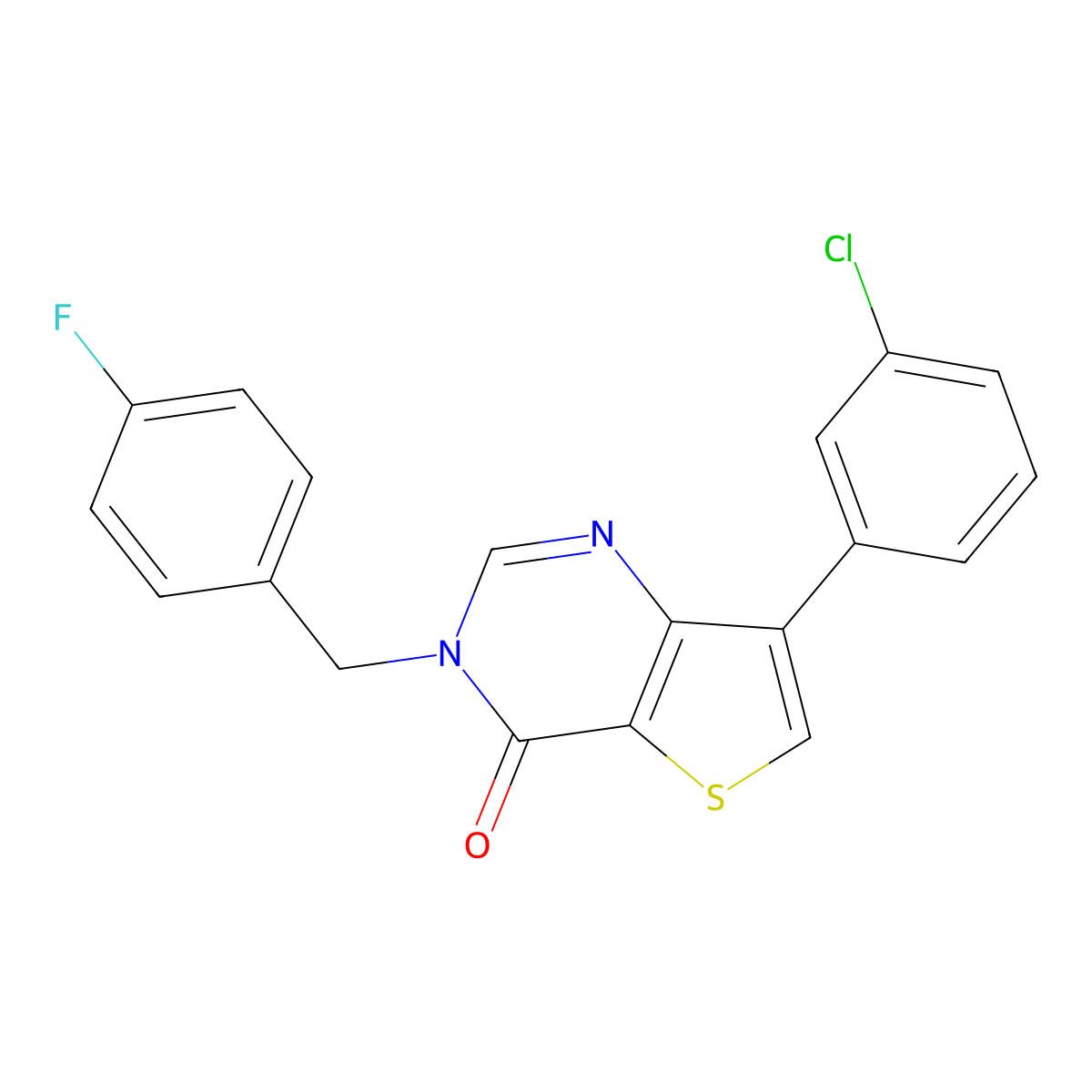 7-(3-chlorophenyl)-3-(4-fluorobenzyl)thieno[3,2-d]pyrimidin-4(3H)-one molecular structure, CAS 1105238-55-8