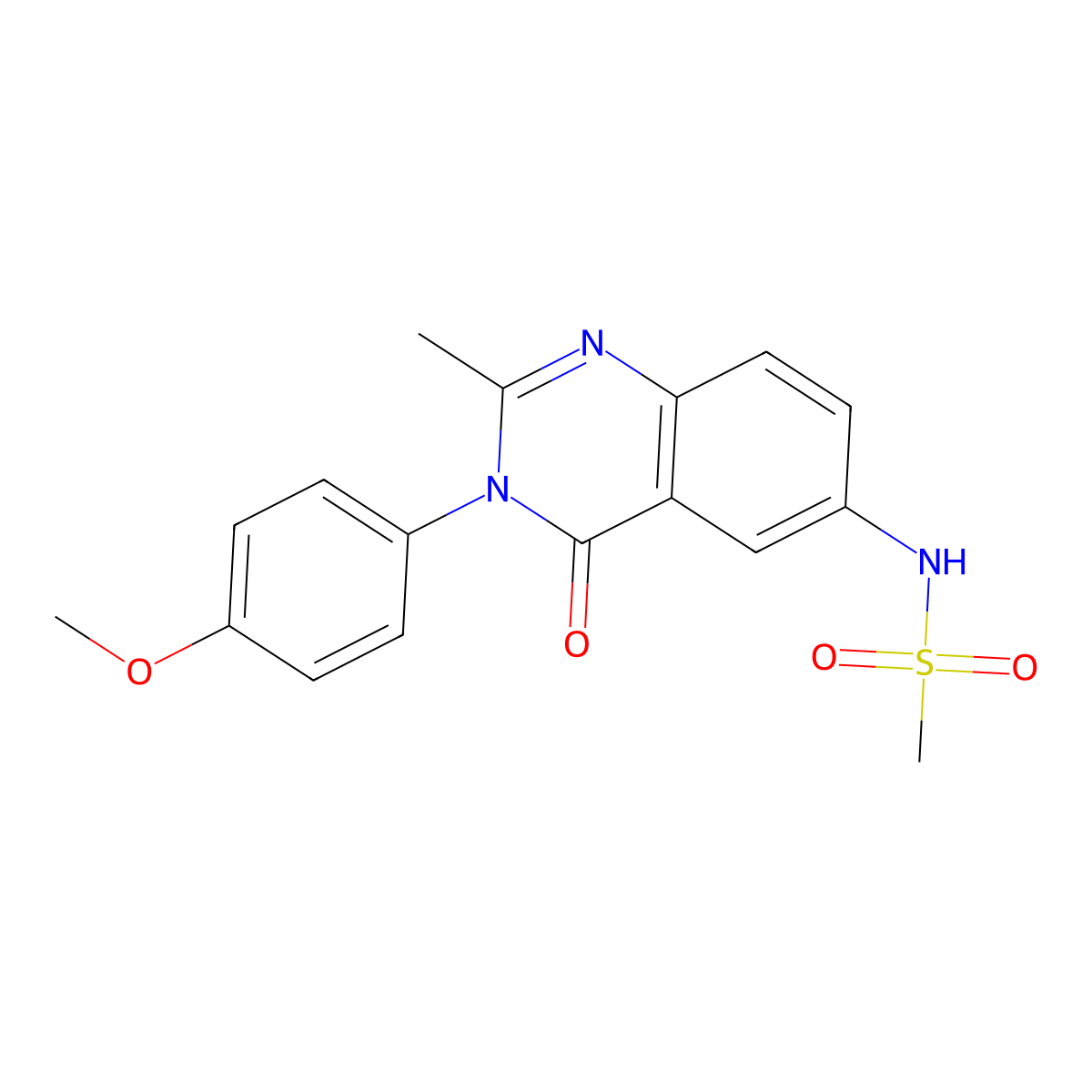 N-[3-(4-methoxyphenyl)-2-methyl-4-oxo-3,4-dihydroquinazolin-6-yl]methanesulfonamide molecular structure, CAS 1105238-56-9