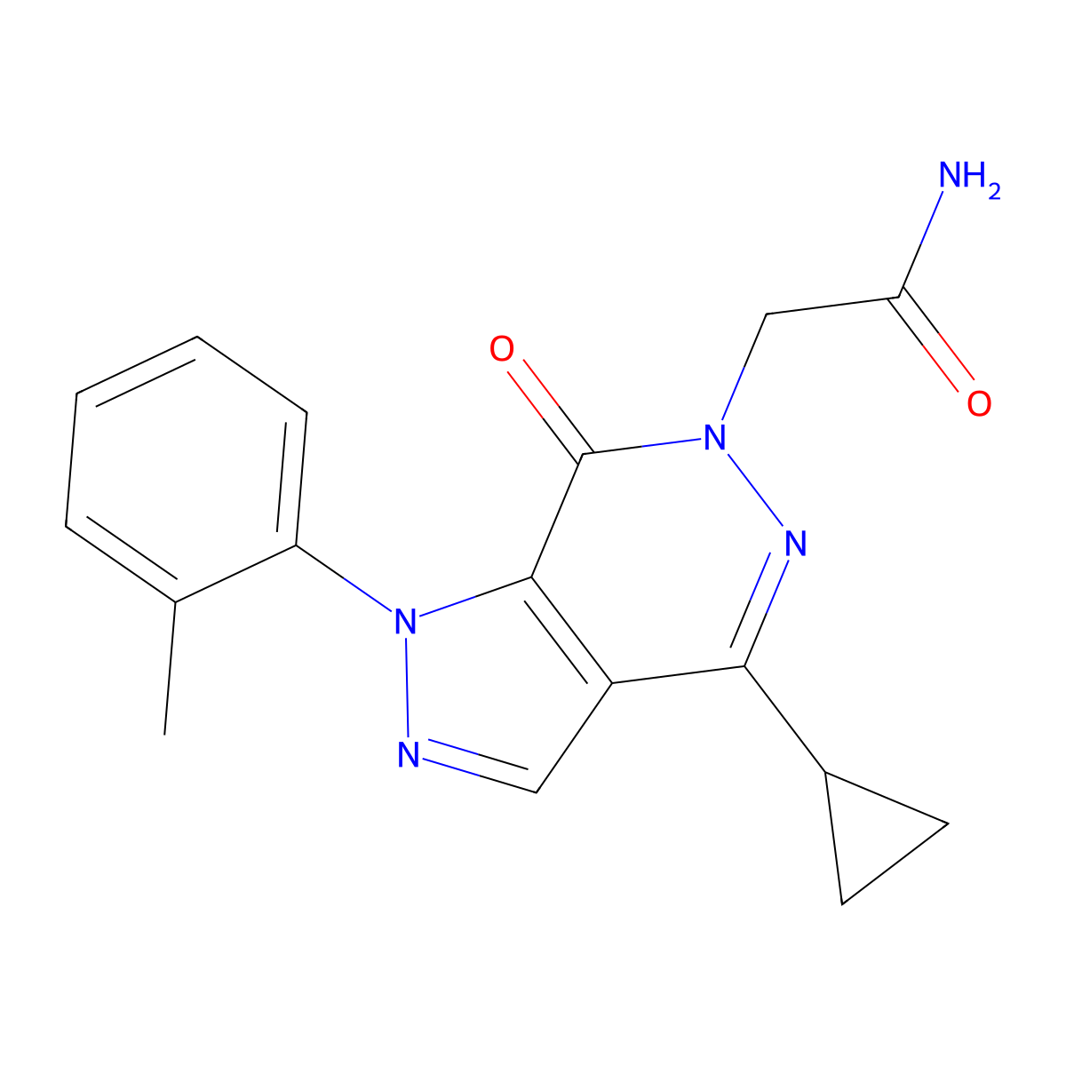 2-(4-cyclopropyl-7-oxo-1-(o-tolyl)-1H-pyrazolo[3,4-d]pyridazin-6(7H)-yl)acetamide molecular structure, CAS 1105238-57-0