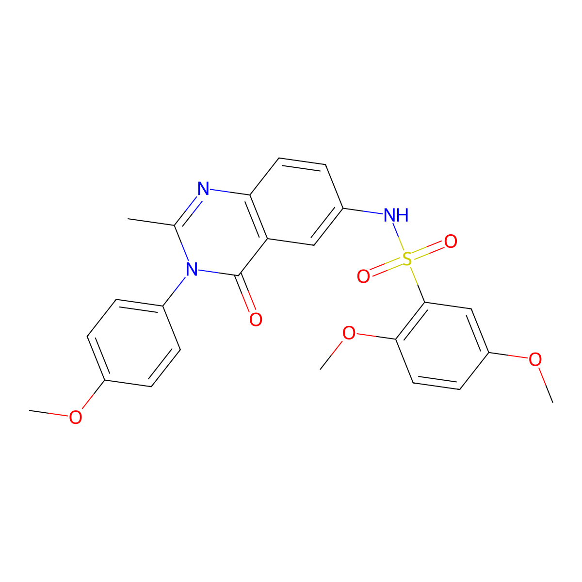 2,5-dimethoxy-N-(3-(4-methoxyphenyl)-2-methyl-4-oxo-3,4-dihydroquinazolin-6-yl)benzenesulfonamide molecular structure, CAS 1105238-64-9