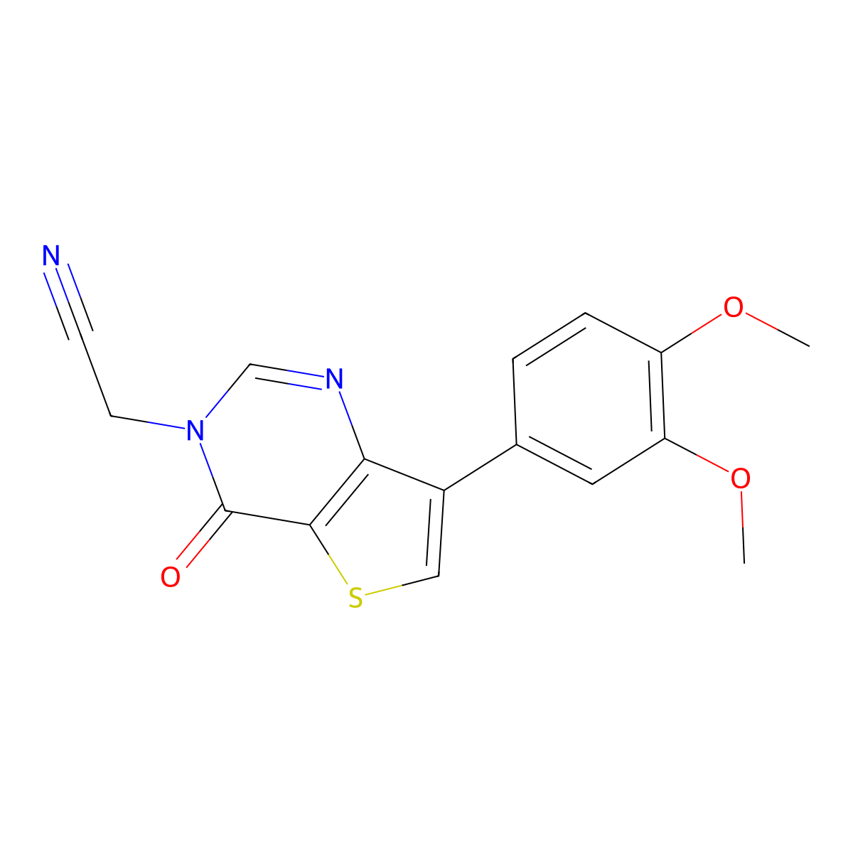 2-(7-(3,4-dimethoxyphenyl)-4-oxothieno[3,2-d]pyrimidin-3(4H)-yl)acetonitrile molecular structure, CAS 1105238-66-1