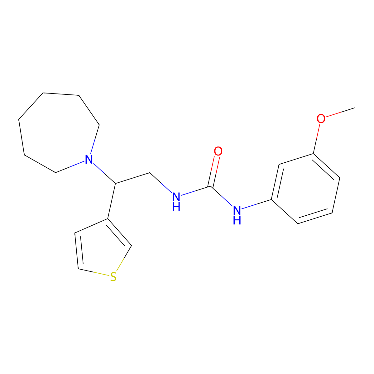 1-(2-(Azepan-1-yl)-2-(thiophen-3-yl)ethyl)-3-(3-methoxyphenyl)urea molecular structure, CAS 1105238-69-4