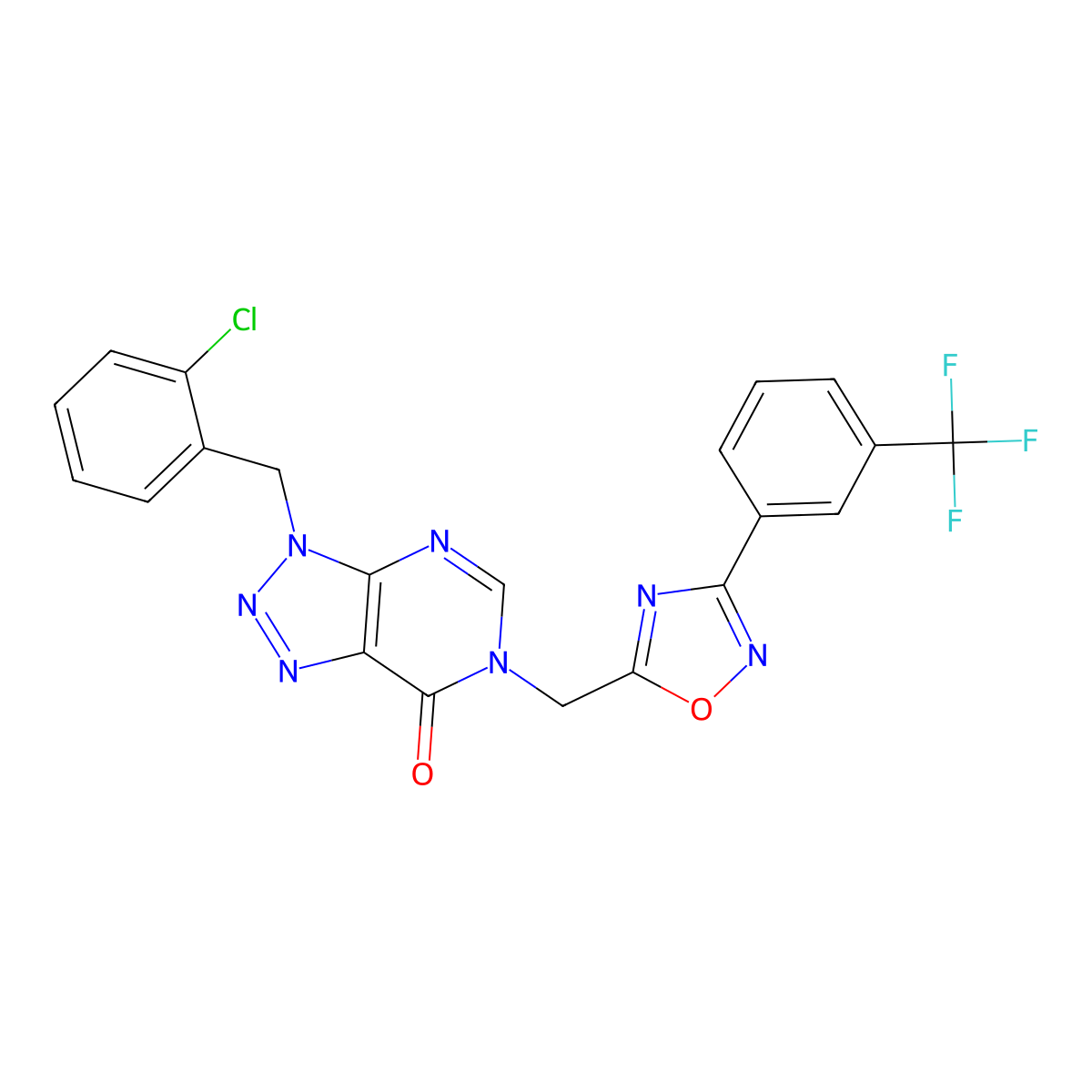 3-[(2-chlorophenyl)methyl]-6-({3-[3-(trifluoromethyl)phenyl]-1,2,4-oxadiazol-5-yl}methyl)-3H,6H,7H-[1,2,3]triazolo[4,5-d]pyrimidin-7-one molecular structure, CAS 1105238-71-8