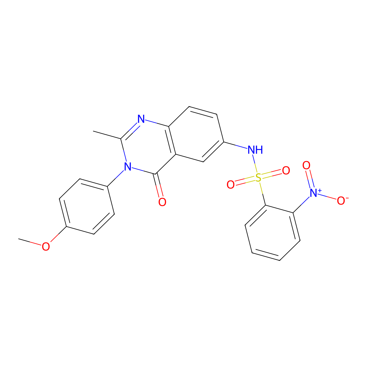 N-(3-(4-methoxyphenyl)-2-methyl-4-oxo-3,4-dihydroquinazolin-6-yl)-2-nitrobenzenesulfonamide molecular structure, CAS 1105238-72-9