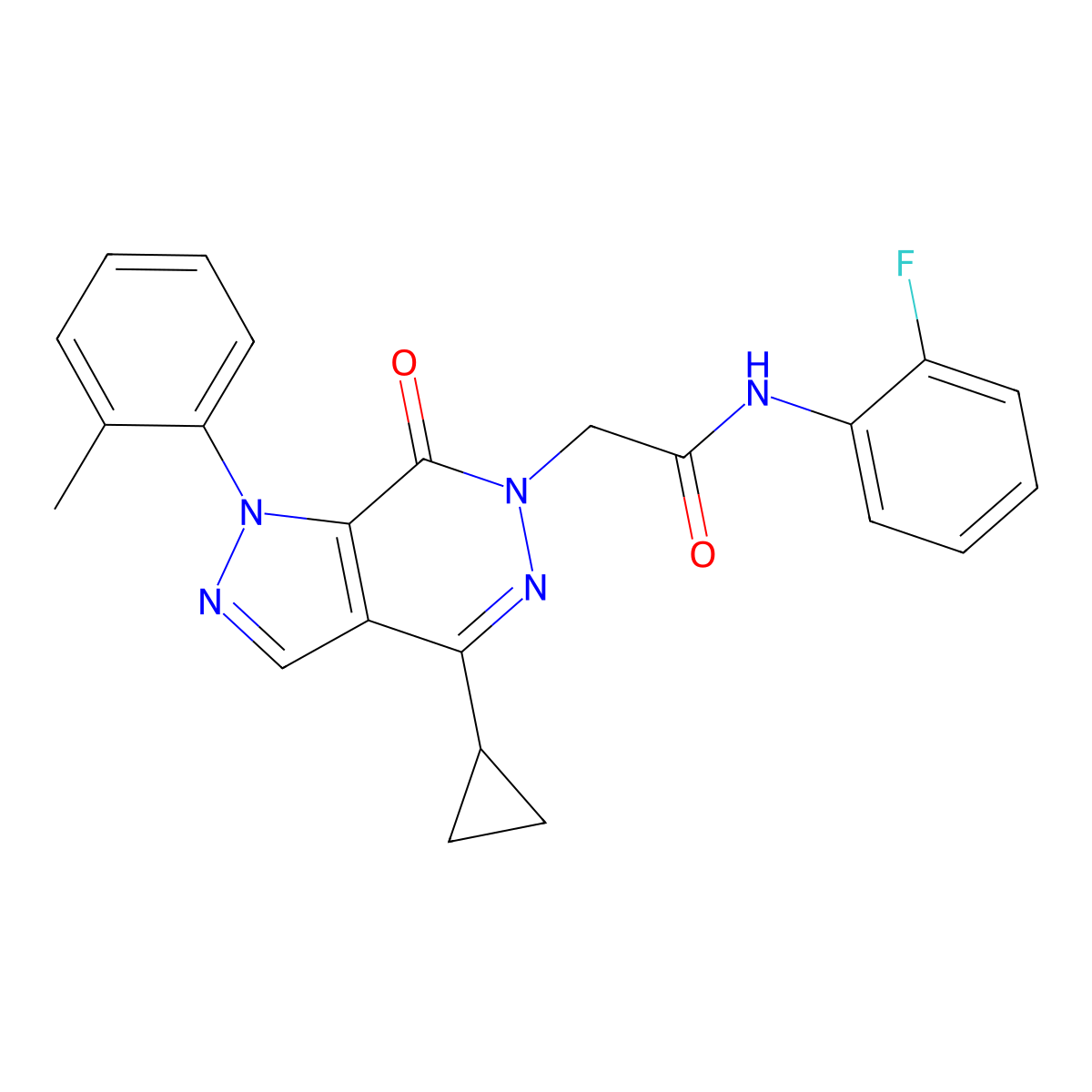 2-(4-cyclopropyl-7-oxo-1-(o-tolyl)-1H-pyrazolo[3,4-d]pyridazin-6(7H)-yl)-N-(2-fluorophenyl)acetamide molecular structure, CAS 1105238-73-0