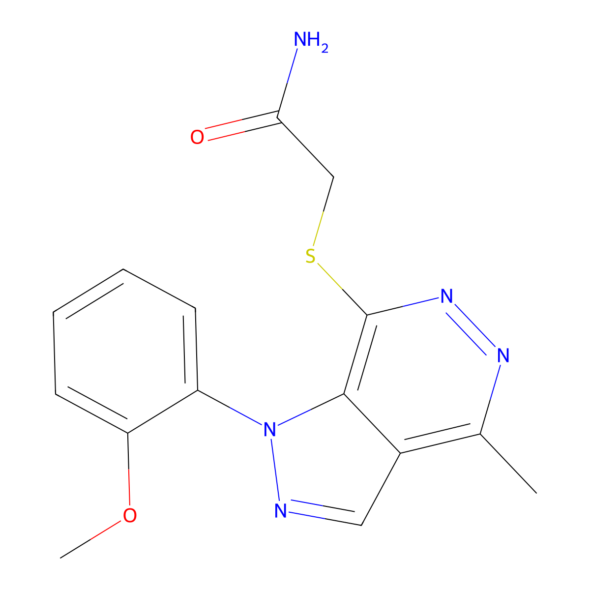2-((1-(2-methoxyphenyl)-4-methyl-1H-pyrazolo[3,4-d]pyridazin-7-yl)thio)acetamide molecular structure, CAS 1105238-78-5