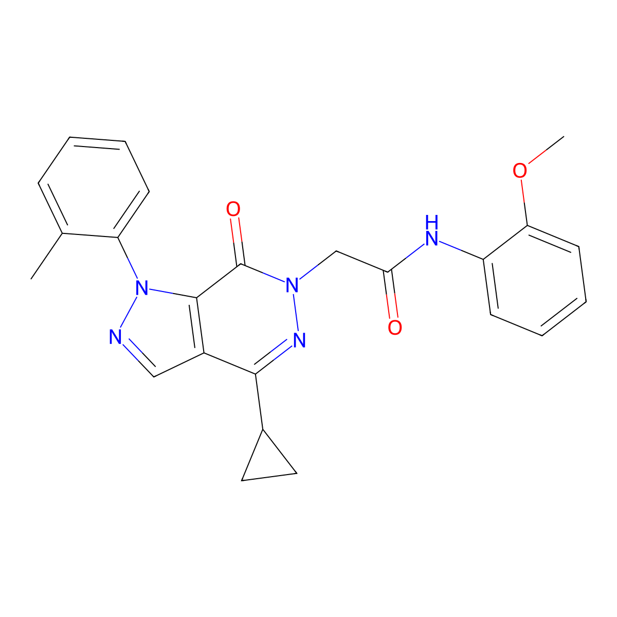 2-(4-cyclopropyl-7-oxo-1-(o-tolyl)-1H-pyrazolo[3,4-d]pyridazin-6(7H)-yl)-N-(2-methoxyphenyl)acetamide molecular structure, CAS 1105238-81-0