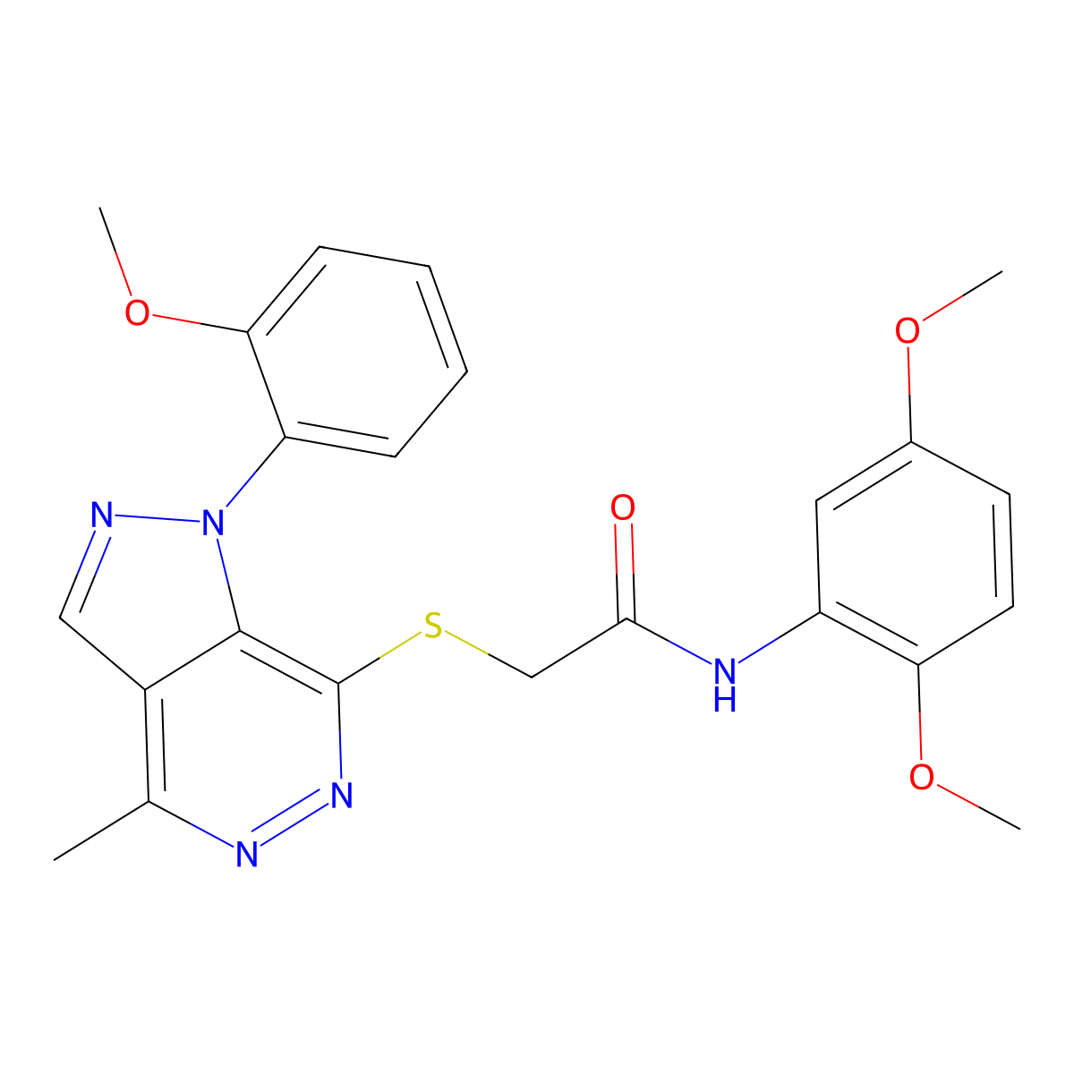 N-(2,5-dimethoxyphenyl)-2-((1-(2-methoxyphenyl)-4-methyl-1H-pyrazolo[3,4-d]pyridazin-7-yl)thio)acetamide molecular structure, CAS 1105238-86-5