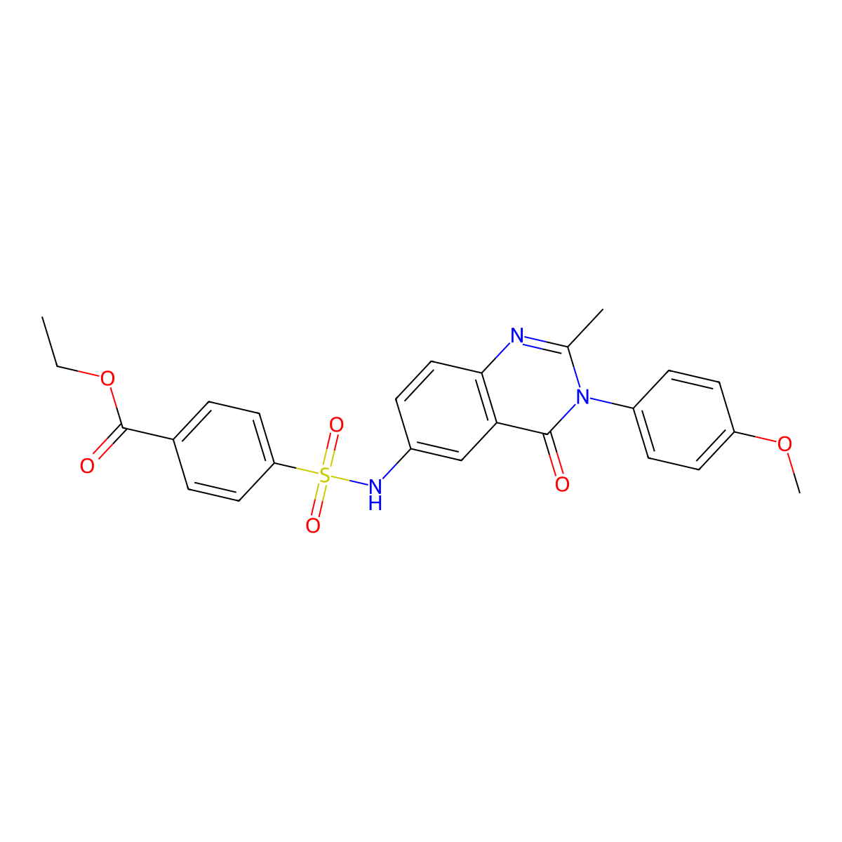 ethyl 4-(N-(3-(4-methoxyphenyl)-2-methyl-4-oxo-3,4-dihydroquinazolin-6-yl)sulfamoyl)benzoate molecular structure, CAS 1105238-88-7