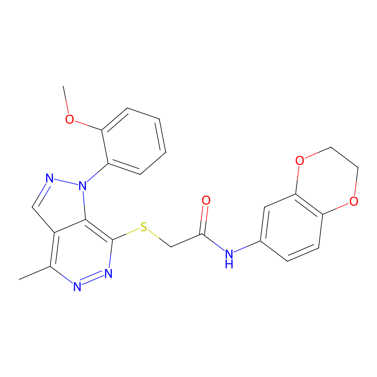 N-(2,3-dihydrobenzo[b][1,4]dioxin-6-yl)-2-((1-(2-methoxyphenyl)-4-methyl-1H-pyrazolo[3,4-d]pyridazin-7-yl)thio)acetamide molecular structure, CAS 1105238-94-5
