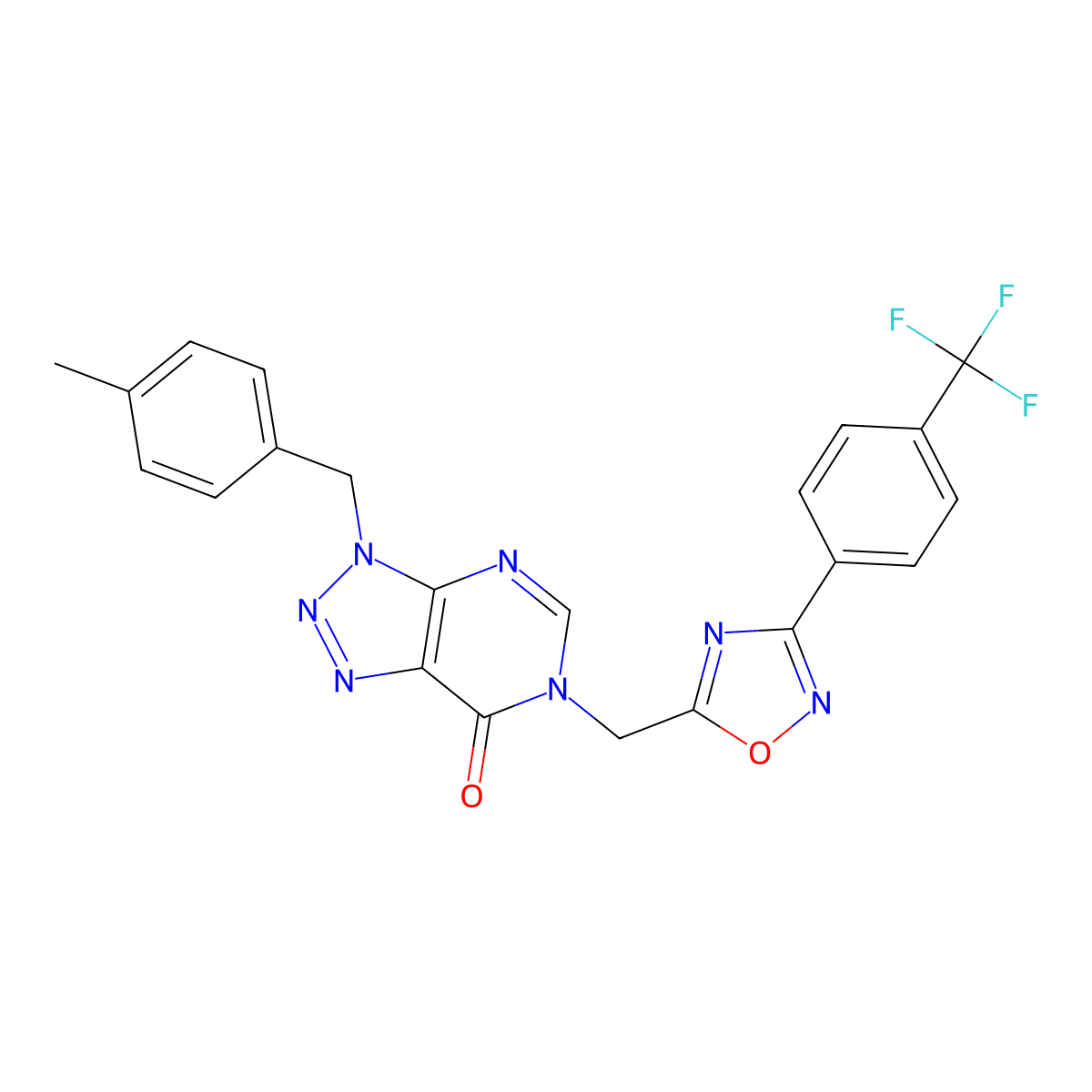 3-(4-methylbenzyl)-6-((3-(4-(trifluoromethyl)phenyl)-1,2,4-oxadiazol-5-yl)methyl)-3H-[1,2,3]triazolo[4,5-d]pyrimidin-7(6H)-one molecular structure, CAS 1105238-95-6