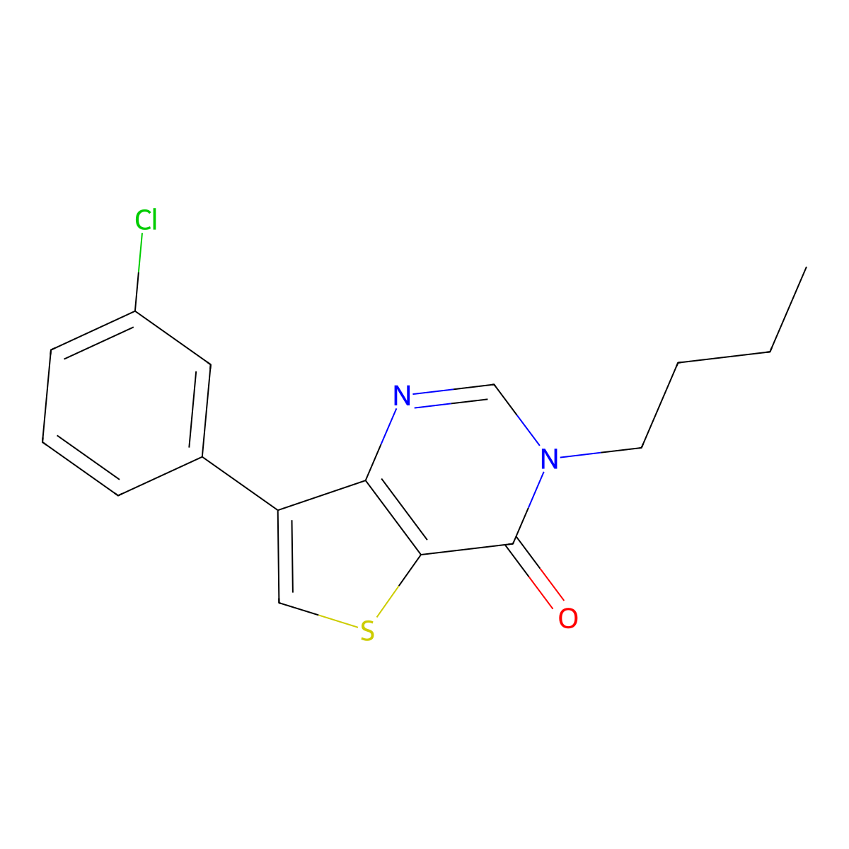 3-butyl-7-(3-chlorophenyl)thieno[3,2-d]pyrimidin-4(3H)-one molecular structure, CAS 1105239-06-2