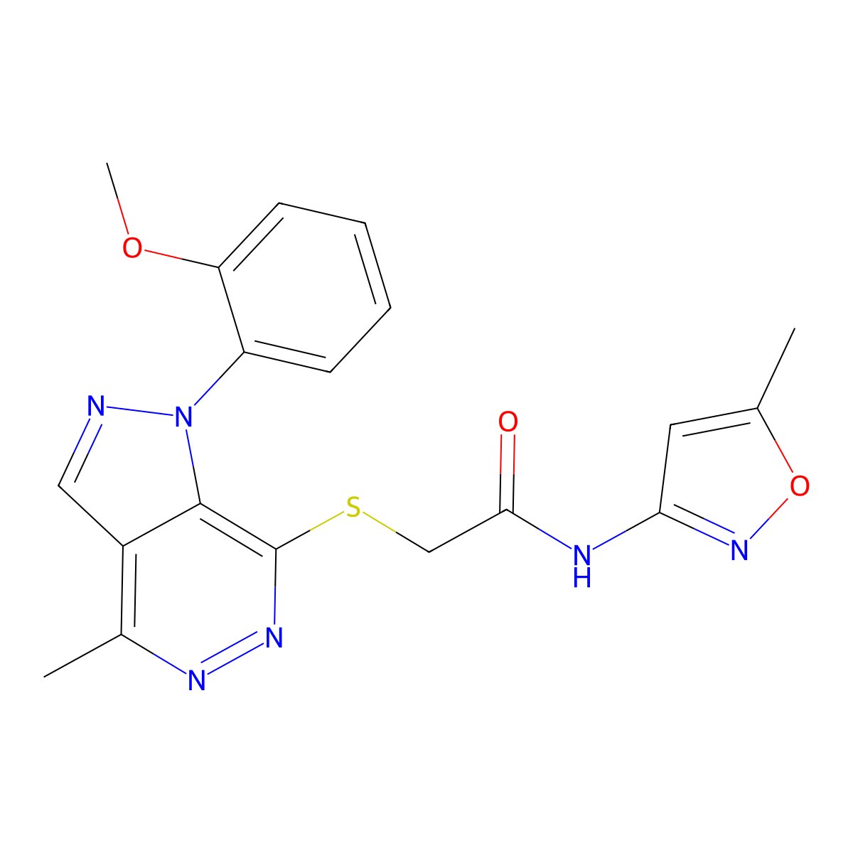 2-((1-(2-methoxyphenyl)-4-methyl-1H-pyrazolo[3,4-d]pyridazin-7-yl)thio)-N-(5-methylisoxazol-3-yl)acetamide molecular structure, CAS 1105239-10-8