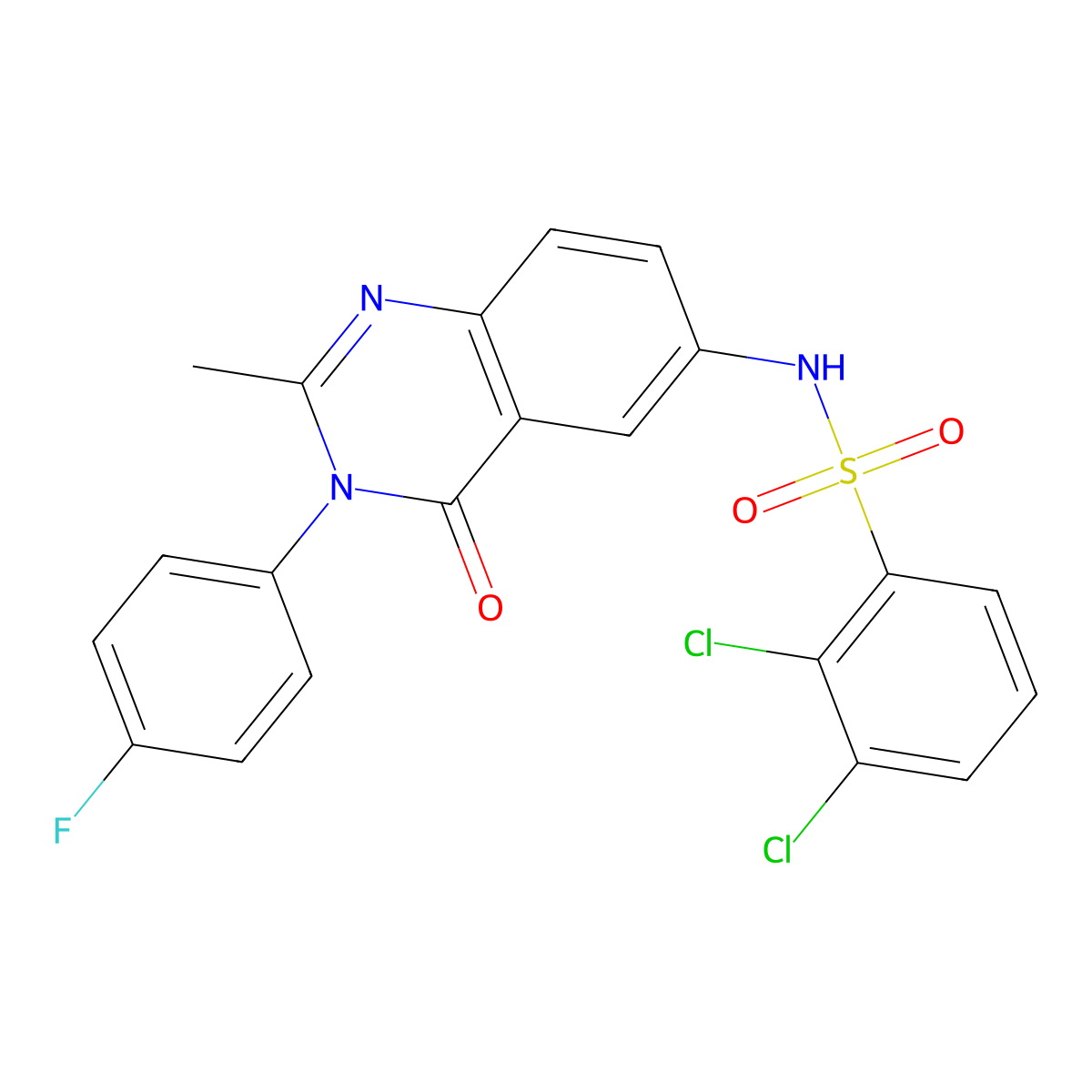 2,3-dichloro-N-(3-(4-fluorophenyl)-2-methyl-4-oxo-3,4-dihydroquinazolin-6-yl)benzenesulfonamide molecular structure, CAS 1105239-12-0