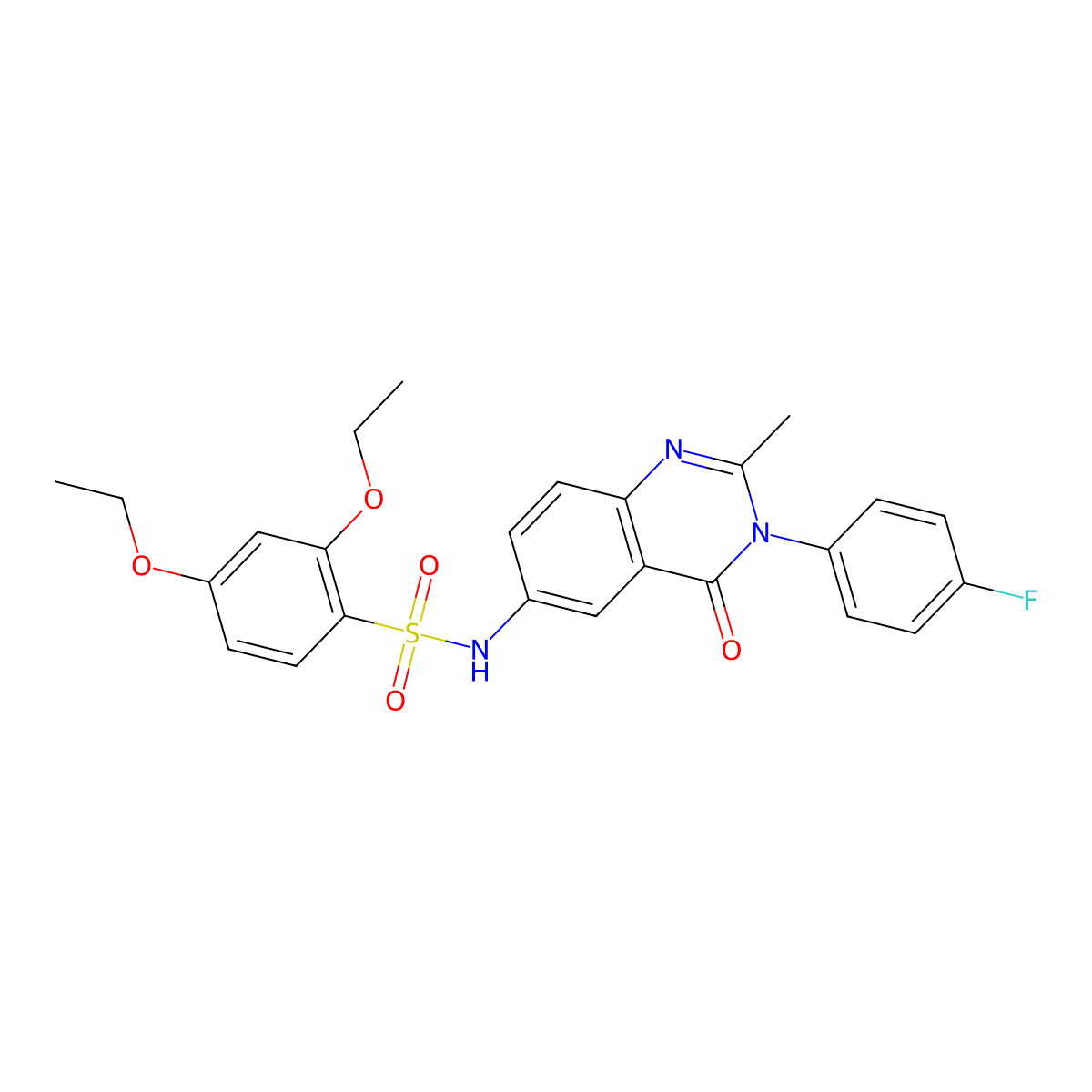 2,4-diethoxy-N-[3-(4-fluorophenyl)-2-methyl-4-oxo-3,4-dihydroquinazolin-6-yl]benzene-1-sulfonamide molecular structure, CAS 1105239-20-0