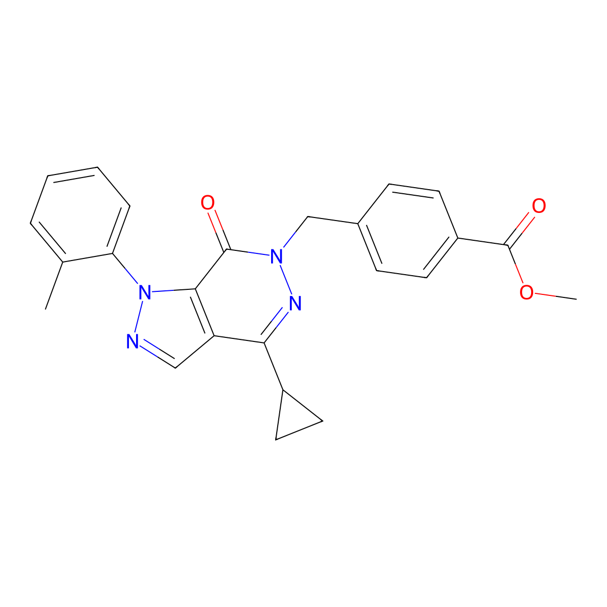 methyl 4-((4-cyclopropyl-7-oxo-1-(o-tolyl)-1H-pyrazolo[3,4-d]pyridazin-6(7H)-yl)methyl)benzoate molecular structure, CAS 1105239-21-1