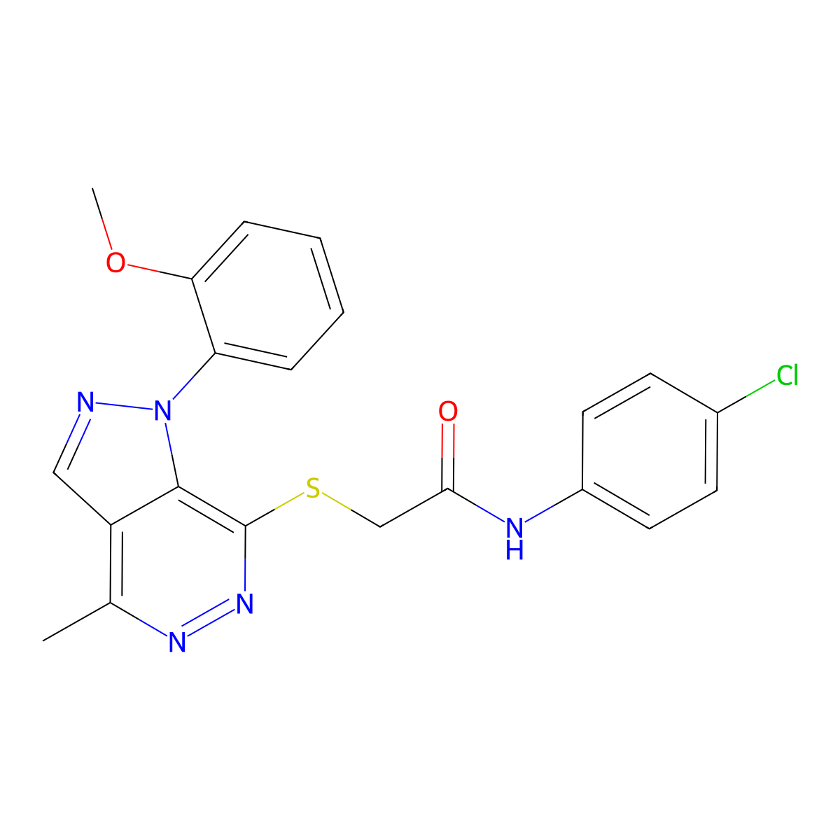 N-(4-chlorophenyl)-2-((1-(2-methoxyphenyl)-4-methyl-1H-pyrazolo[3,4-d]pyridazin-7-yl)thio)acetamide molecular structure, CAS 1105239-26-6