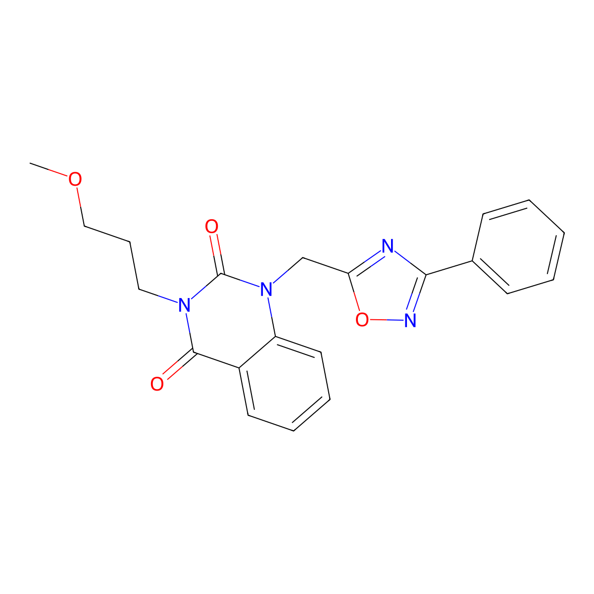 3-(3-methoxypropyl)-1-((3-phenyl-1,2,4-oxadiazol-5-yl)methyl)quinazoline-2,4(1H,3H)-dione molecular structure, CAS 1105239-27-7