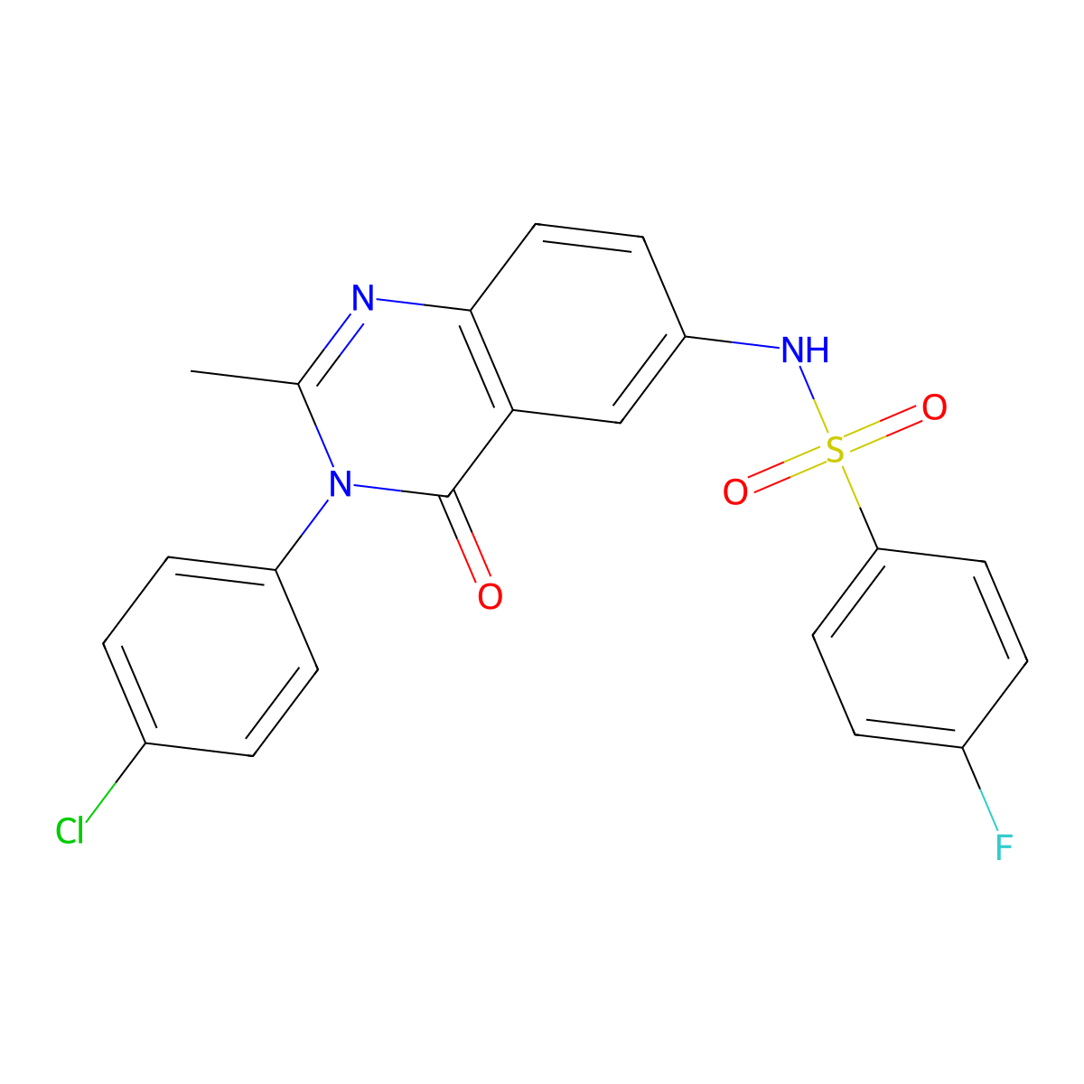 N-(3-(4-chlorophenyl)-2-methyl-4-oxo-3,4-dihydroquinazolin-6-yl)-4-fluorobenzenesulfonamide molecular structure, CAS 1105239-28-8