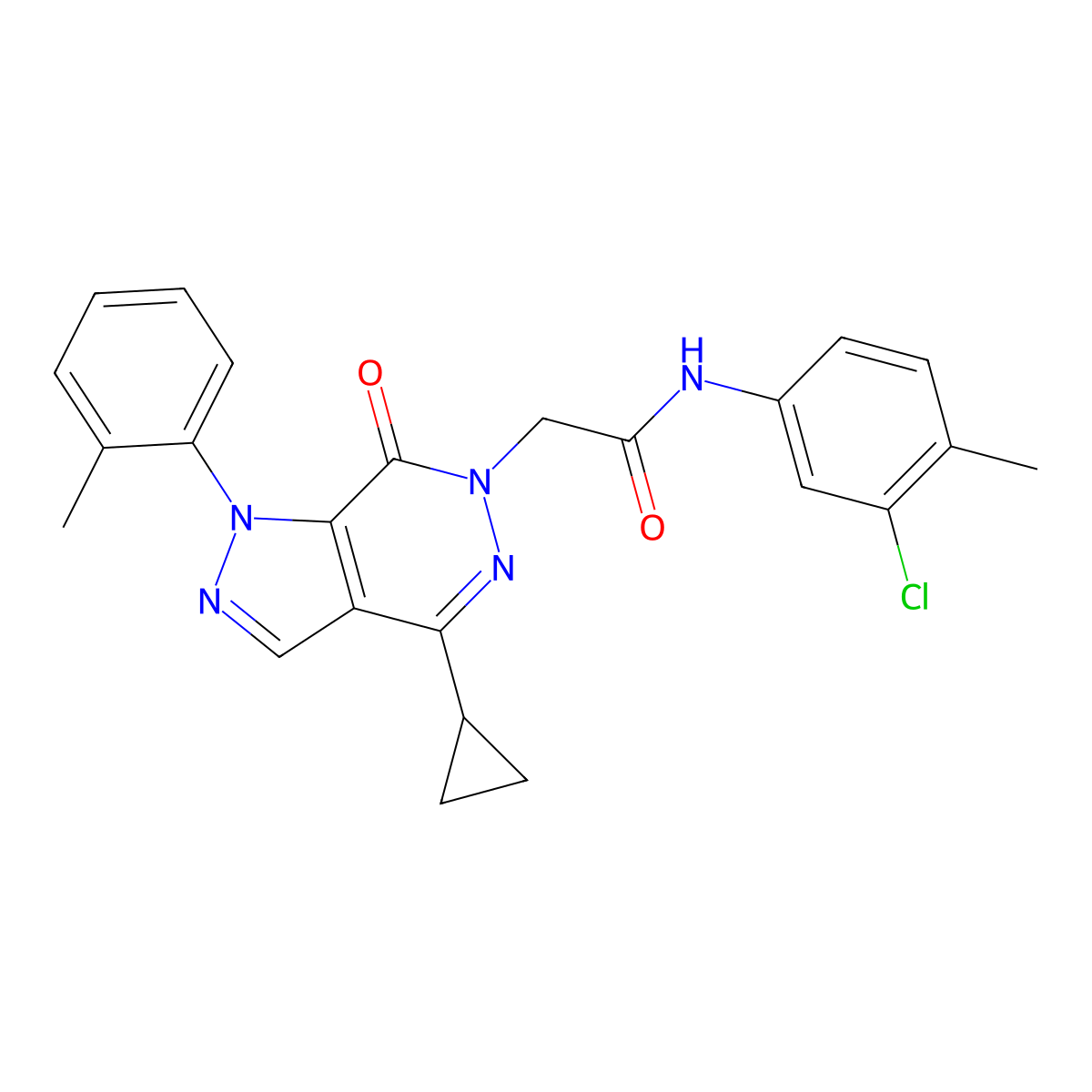 N-(3-chloro-4-methylphenyl)-2-(4-cyclopropyl-7-oxo-1-(o-tolyl)-1H-pyrazolo[3,4-d]pyridazin-6(7H)-yl)acetamide molecular structure, CAS 1105239-29-9
