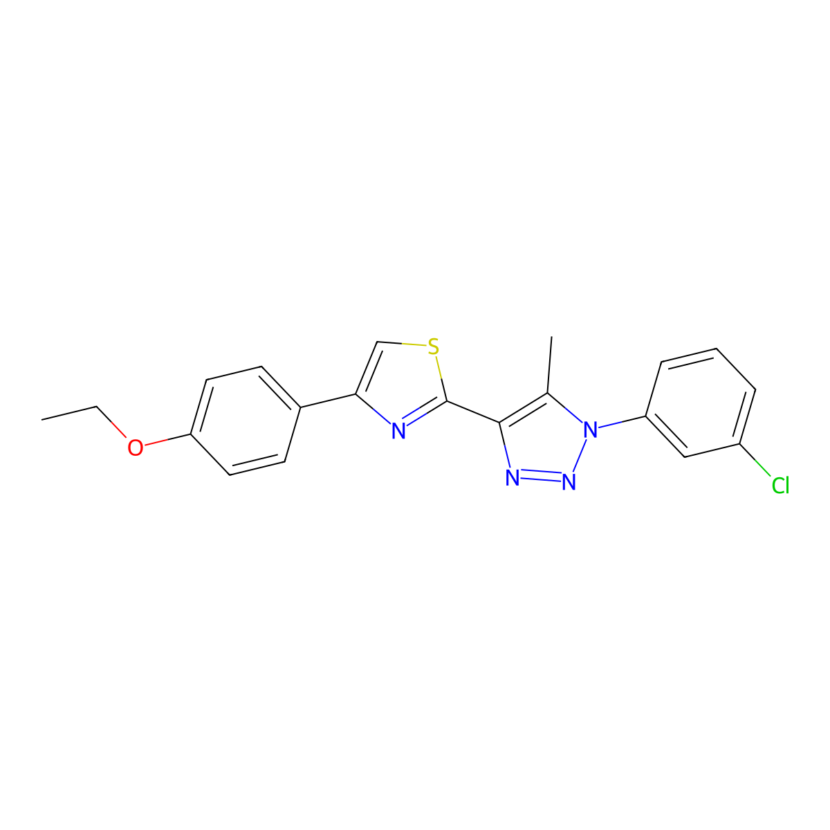 2-(1-(3-chlorophenyl)-5-methyl-1H-1,2,3-triazol-4-yl)-4-(4-ethoxyphenyl)thiazole molecular structure, CAS 1105239-30-2