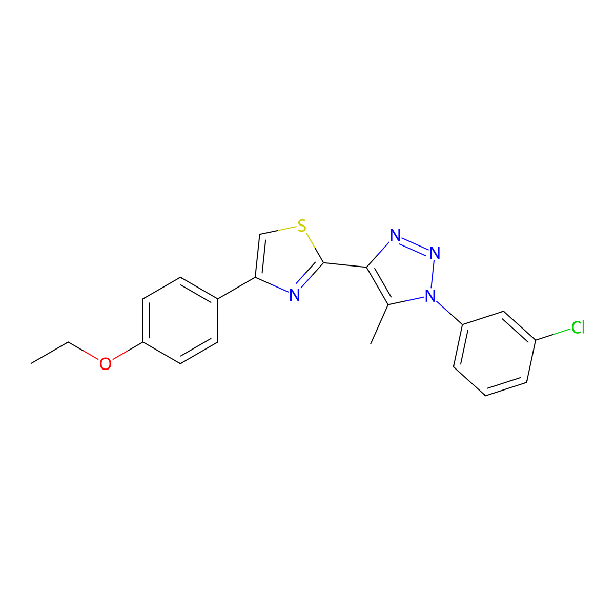 2-(1-(3-chlorophenyl)-5-methyl-1H-1,2,3-triazol-4-yl)-4-(4-ethoxyphenyl)thiazole molecular structure, CAS 1105239-30-2