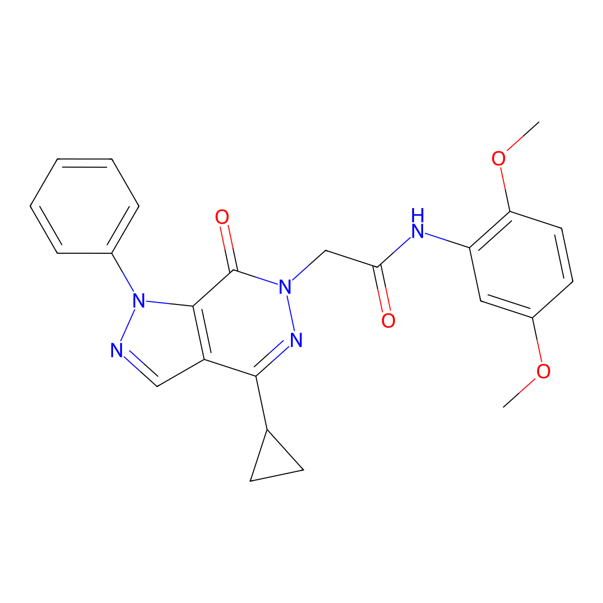 2-(4-cyclopropyl-7-oxo-1-phenyl-1H-pyrazolo[3,4-d]pyridazin-6(7H)-yl)-N-(2,5-dimethoxyphenyl)acetamide molecular structure, CAS 1105239-33-5
