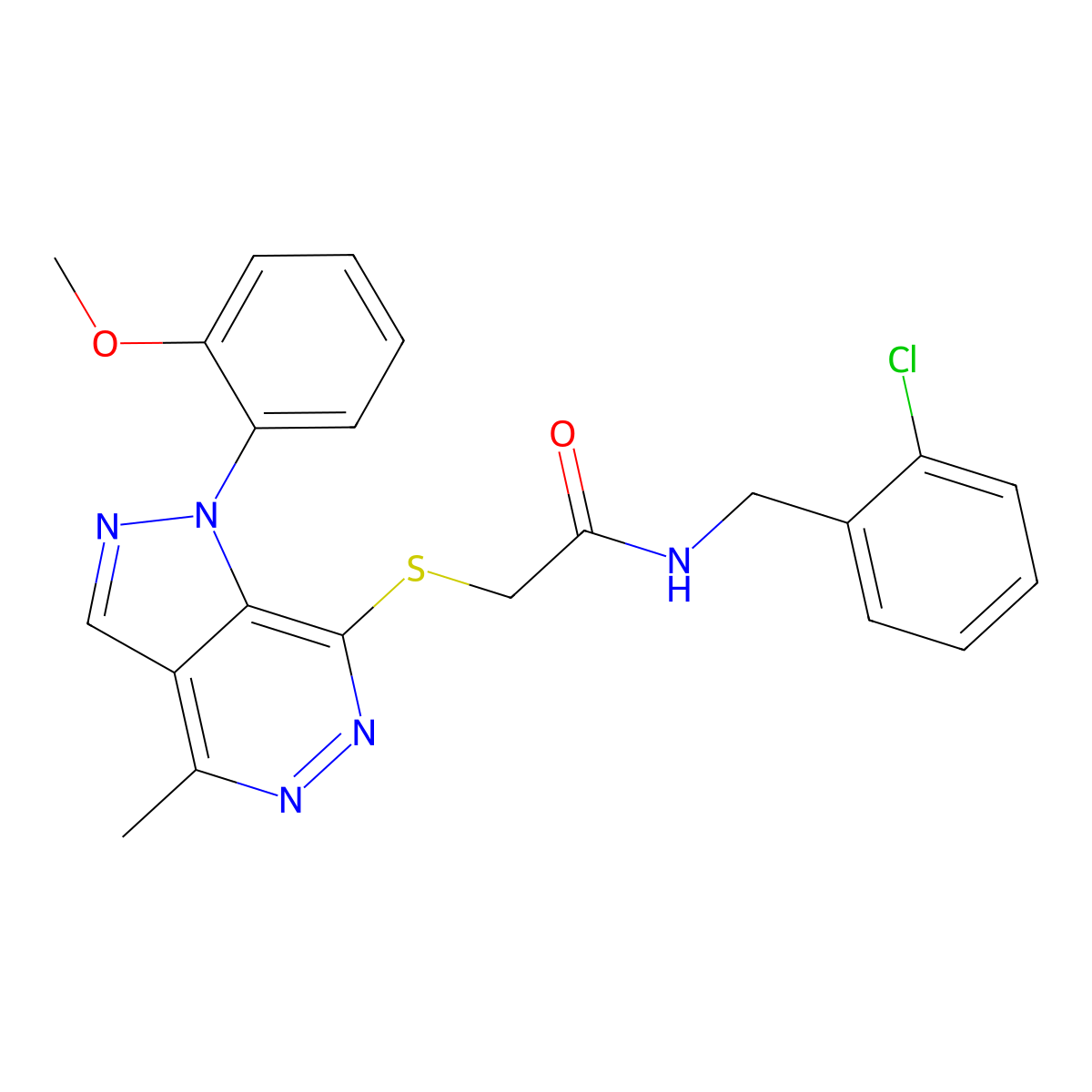 N-(2-chlorobenzyl)-2-((1-(2-methoxyphenyl)-4-methyl-1H-pyrazolo[3,4-d]pyridazin-7-yl)thio)acetamide molecular structure, CAS 1105239-34-6