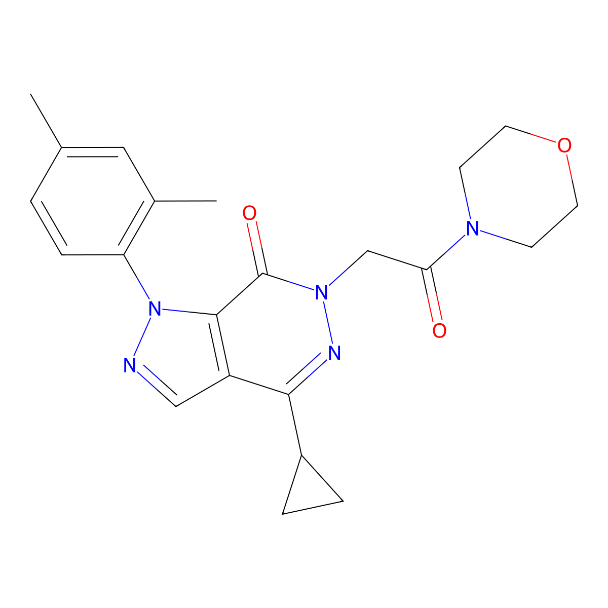 4-cyclopropyl-1-(2,4-dimethylphenyl)-6-(2-morpholino-2-oxoethyl)-1H-pyrazolo[3,4-d]pyridazin-7(6H)-one molecular structure, CAS 1105239-37-9