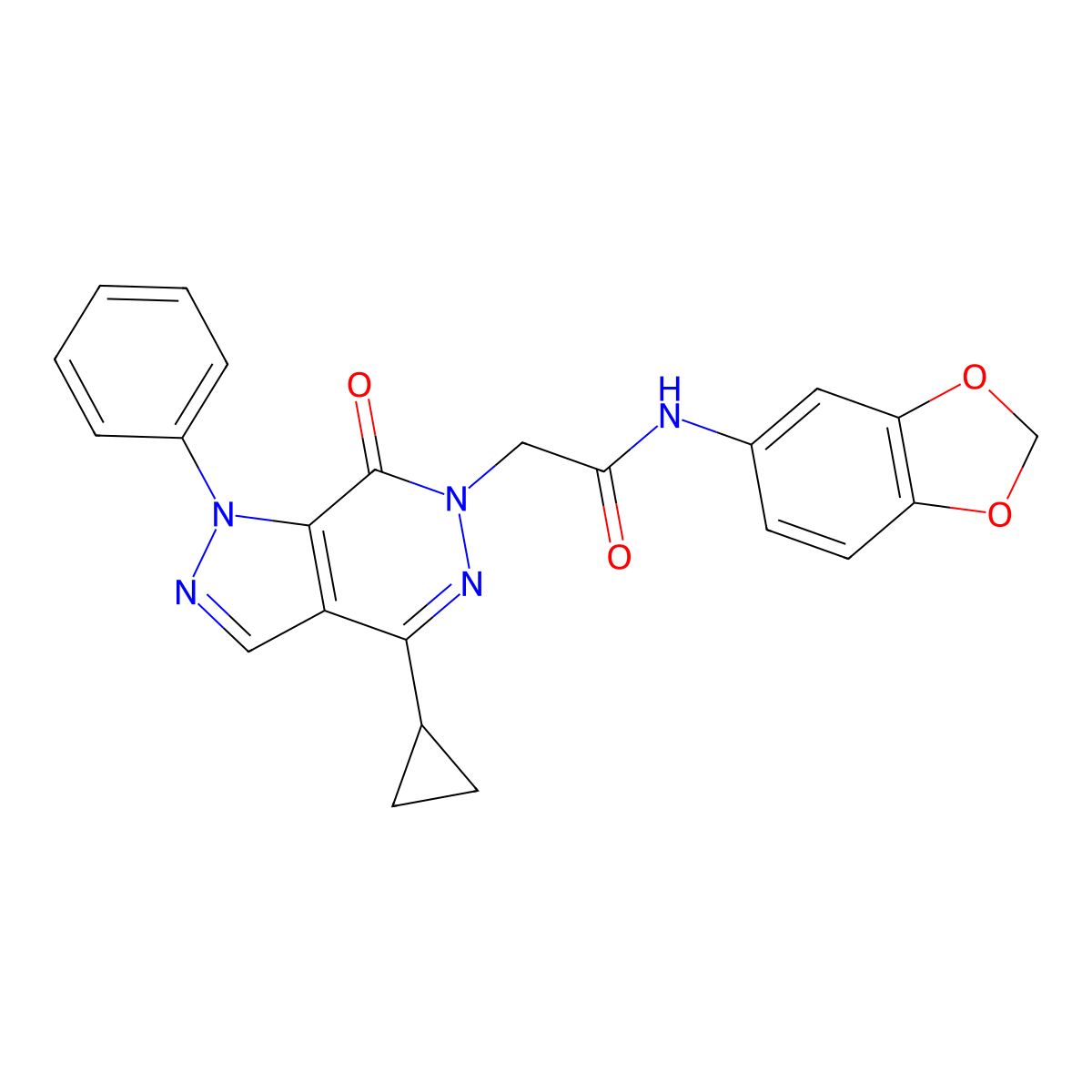 N-(benzo[d][1,3]dioxol-5-yl)-2-(4-cyclopropyl-7-oxo-1-phenyl-1H-pyrazolo[3,4-d]pyridazin-6(7H)-yl)acetamide molecular structure, CAS 1105239-41-5