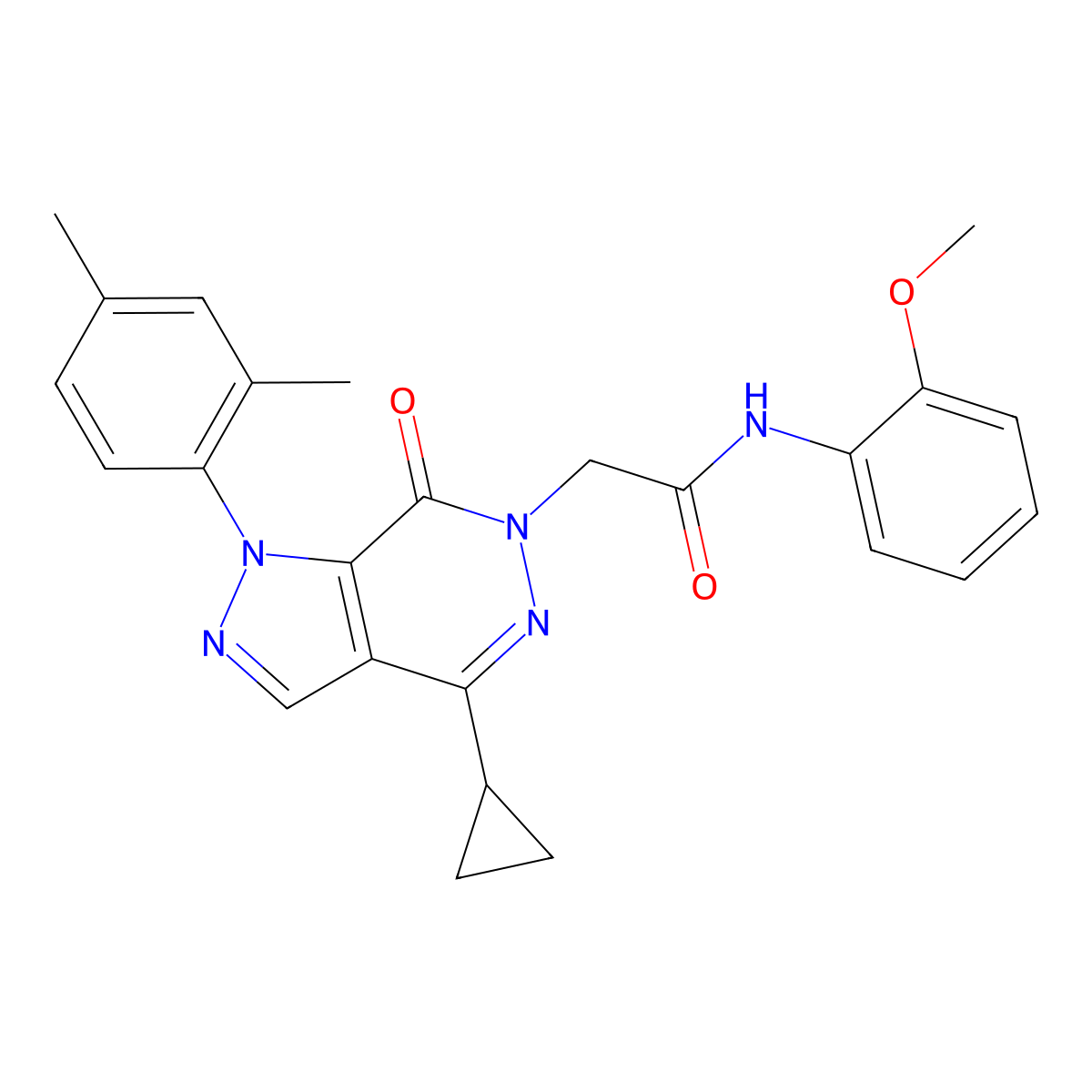 2-(4-cyclopropyl-1-(2,4-dimethylphenyl)-7-oxo-1H-pyrazolo[3,4-d]pyridazin-6(7H)-yl)-N-(2-methoxyphenyl)acetamide molecular structure, CAS 1105239-53-9