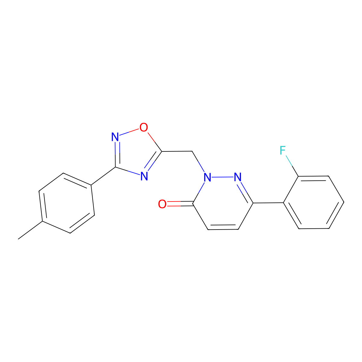 6-(2-fluorophenyl)-2-((3-(p-tolyl)-1,2,4-oxadiazol-5-yl)methyl)pyridazin-3(2H)-one molecular structure, CAS 1105239-54-0
