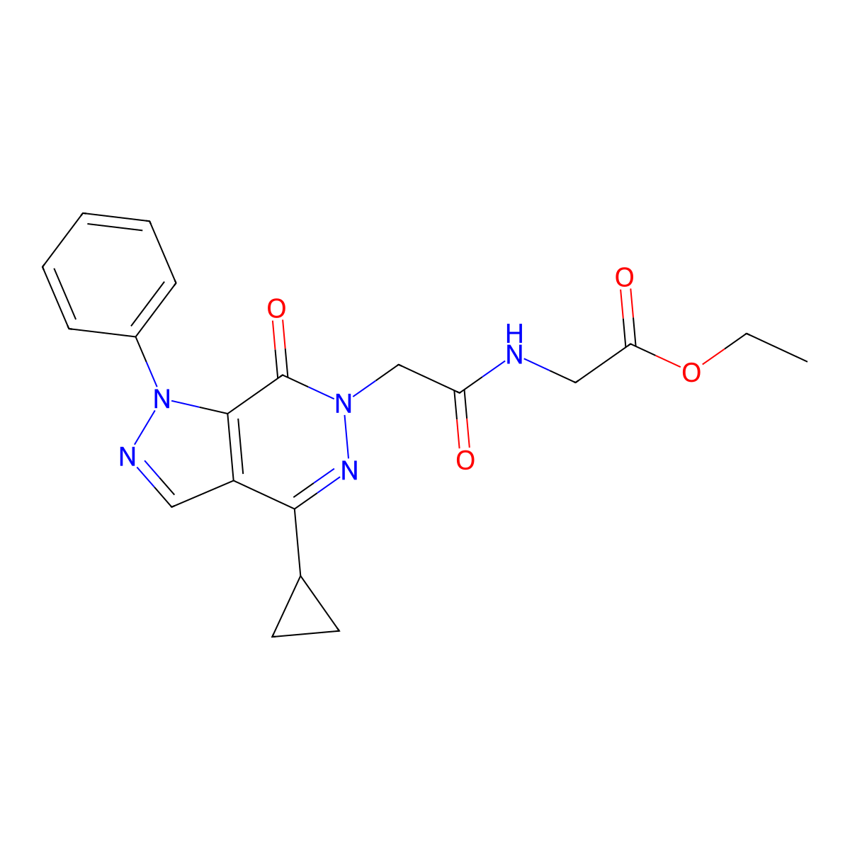 ethyl 2-(2-(4-cyclopropyl-7-oxo-1-phenyl-1H-pyrazolo[3,4-d]pyridazin-6(7H)-yl)acetamido)acetate molecular structure, CAS 1105239-57-3